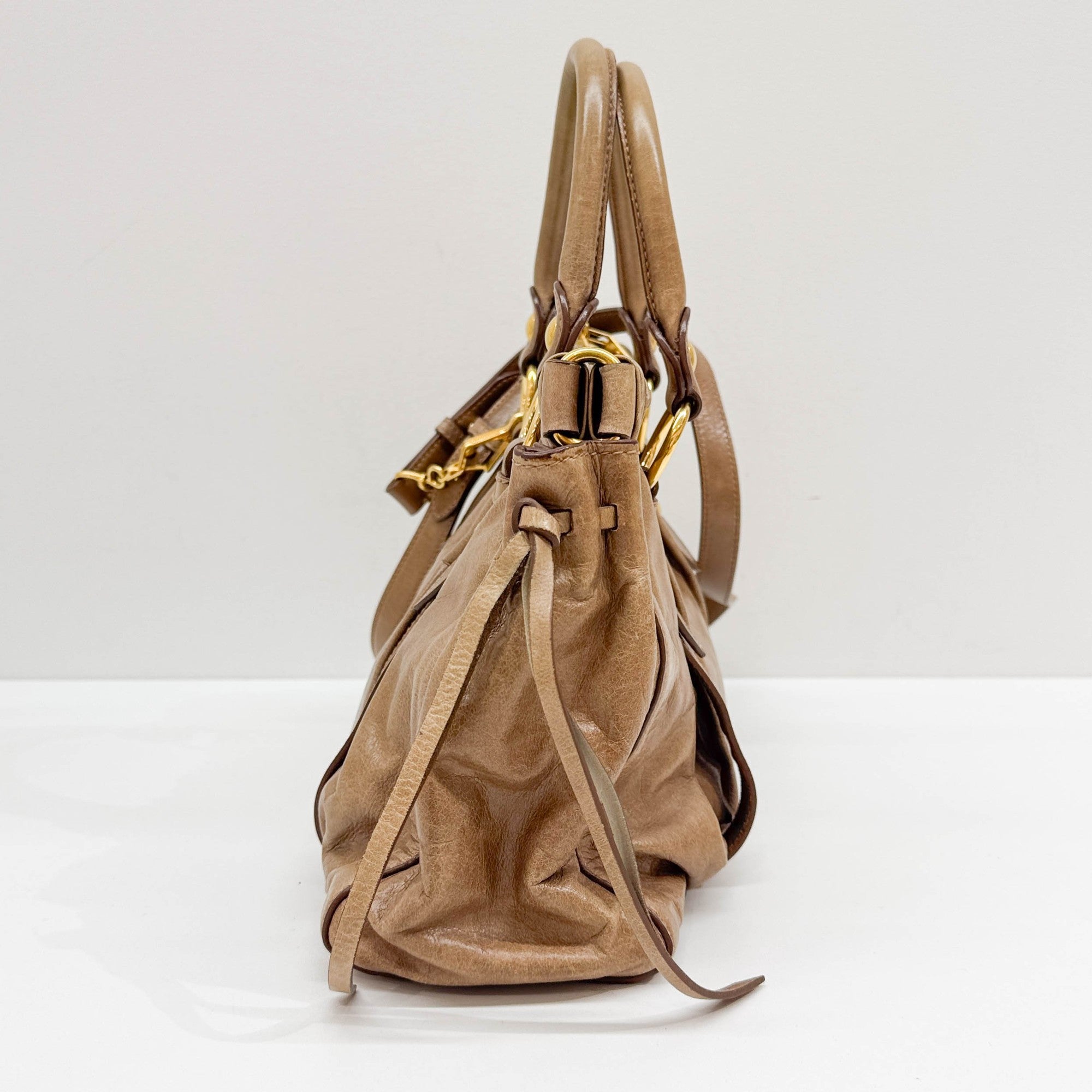 Vitello Brown Leather Two Way Bag