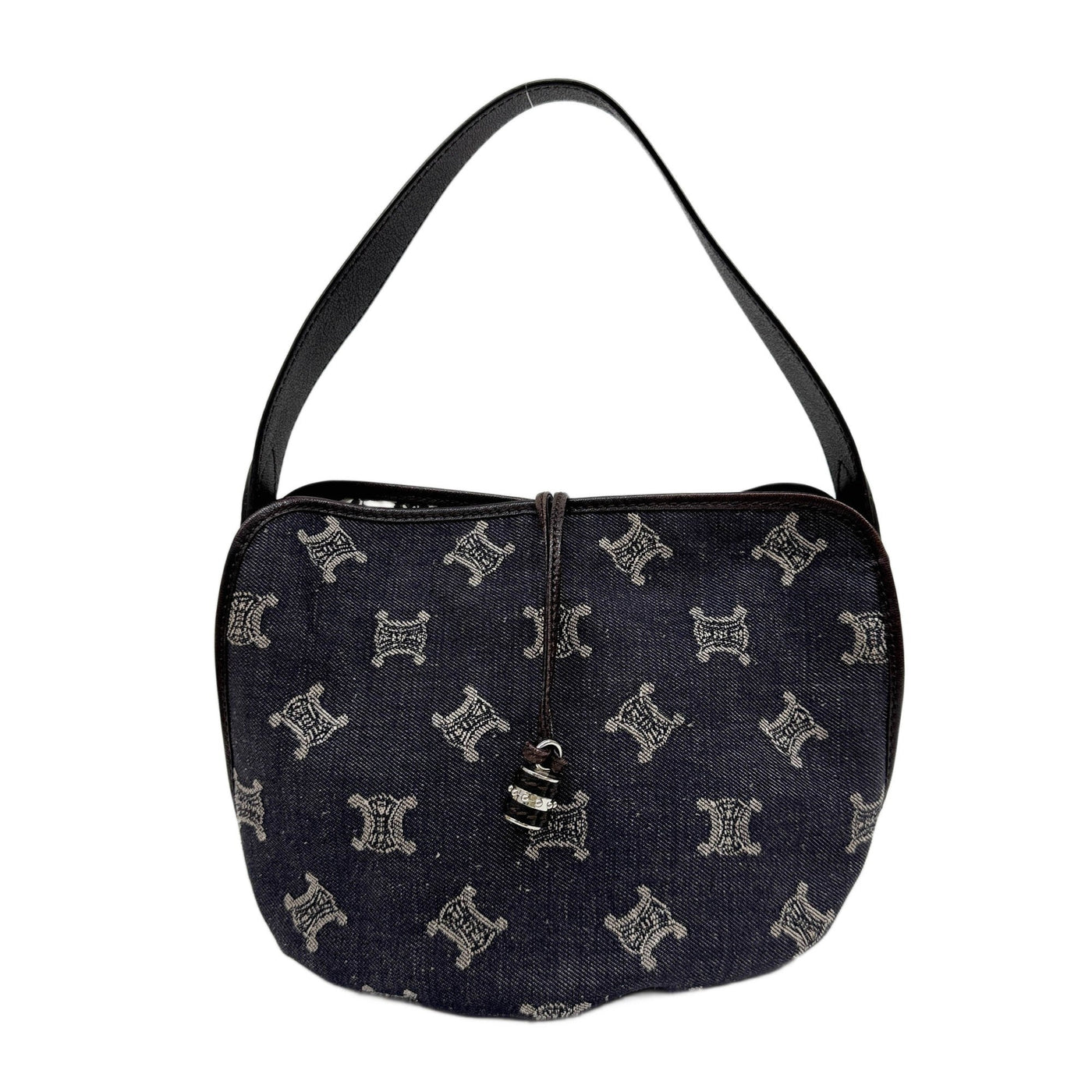 Paris Macadam Navy Triomphe Denim Shoulder Bag