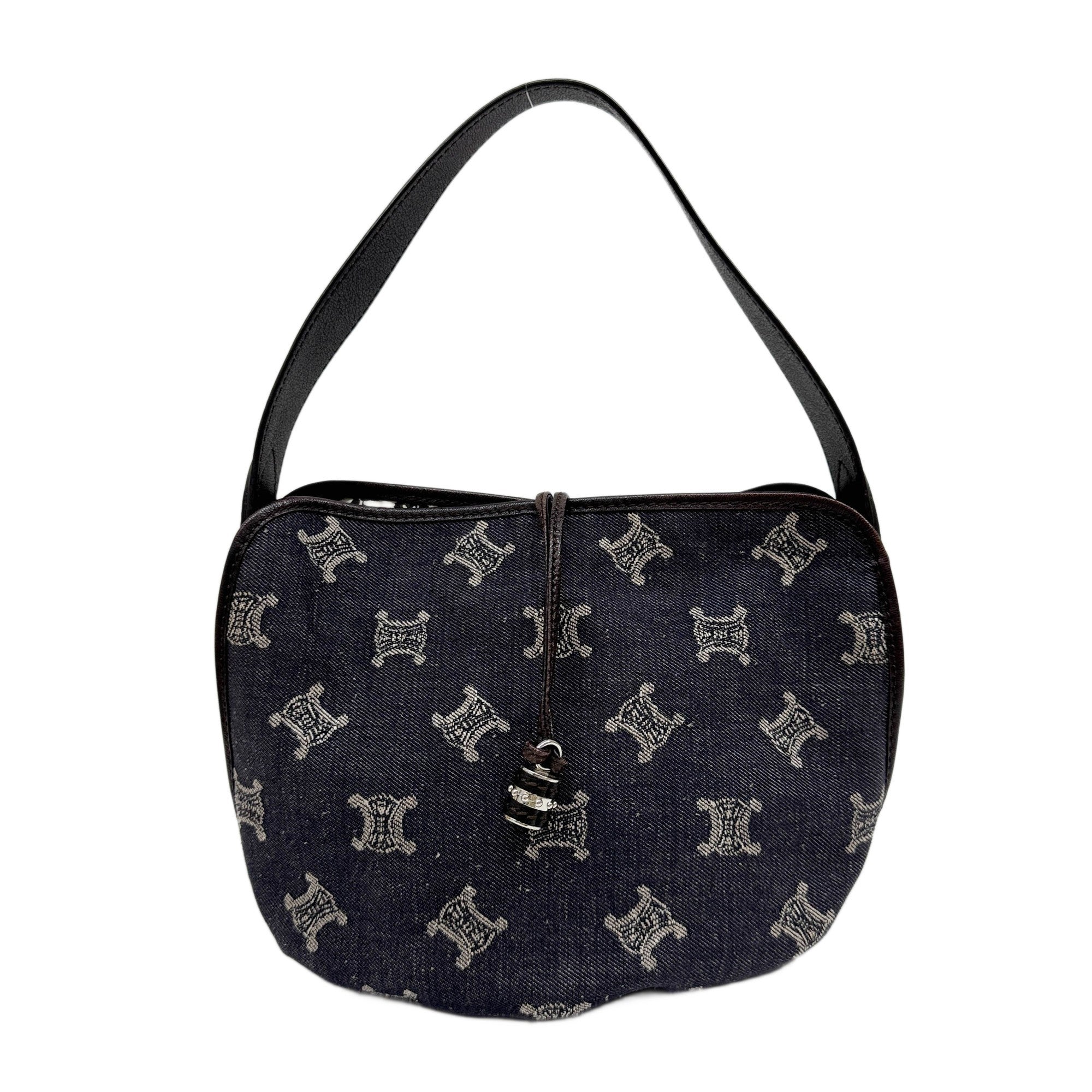 Paris Macadam Navy Triomphe Denim Shoulder Bag