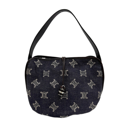 Paris Macadam Navy Triomphe Denim Shoulder Bag