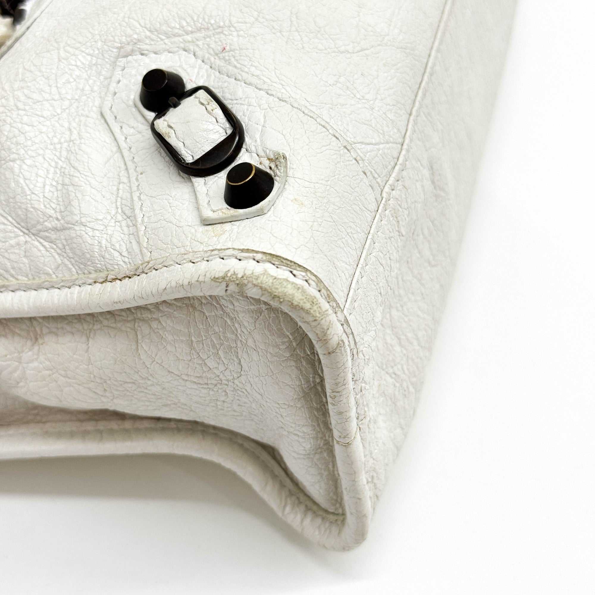 Mini City White Leather Two-Way Bag