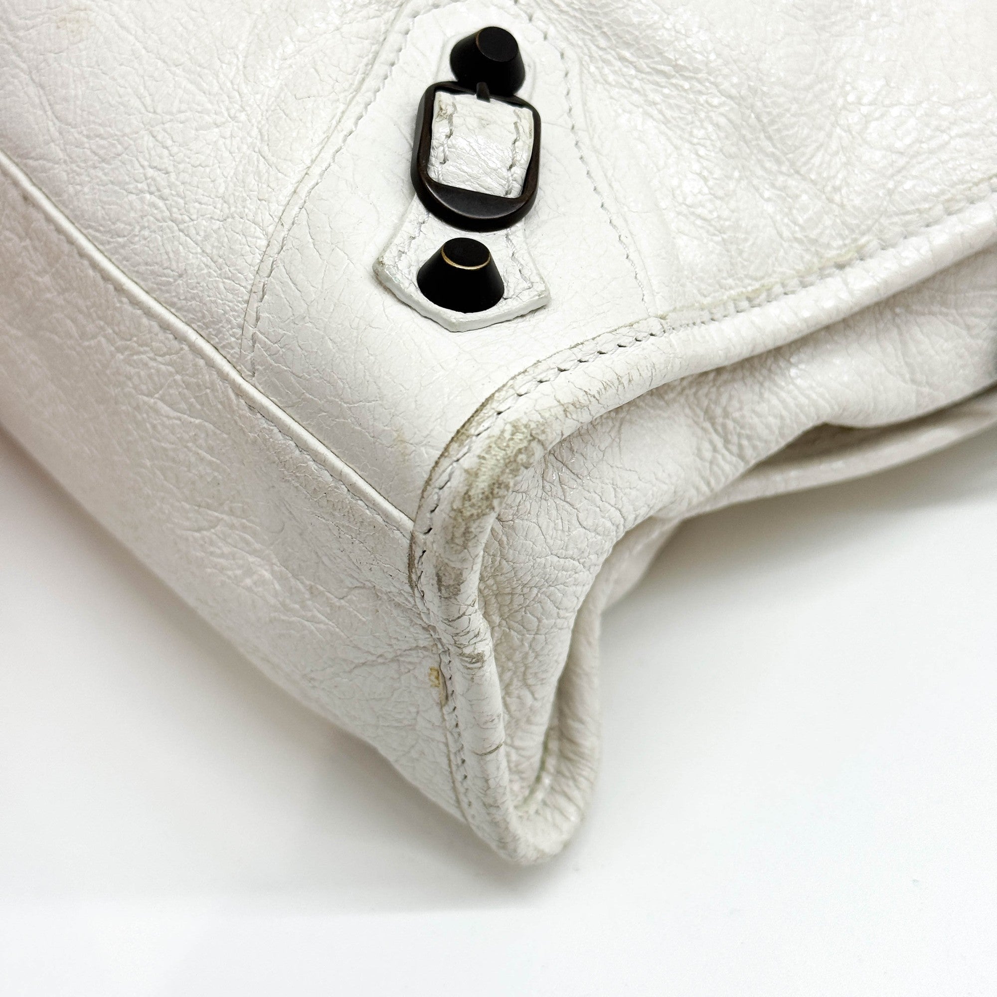 Mini City White Leather Two-Way Bag