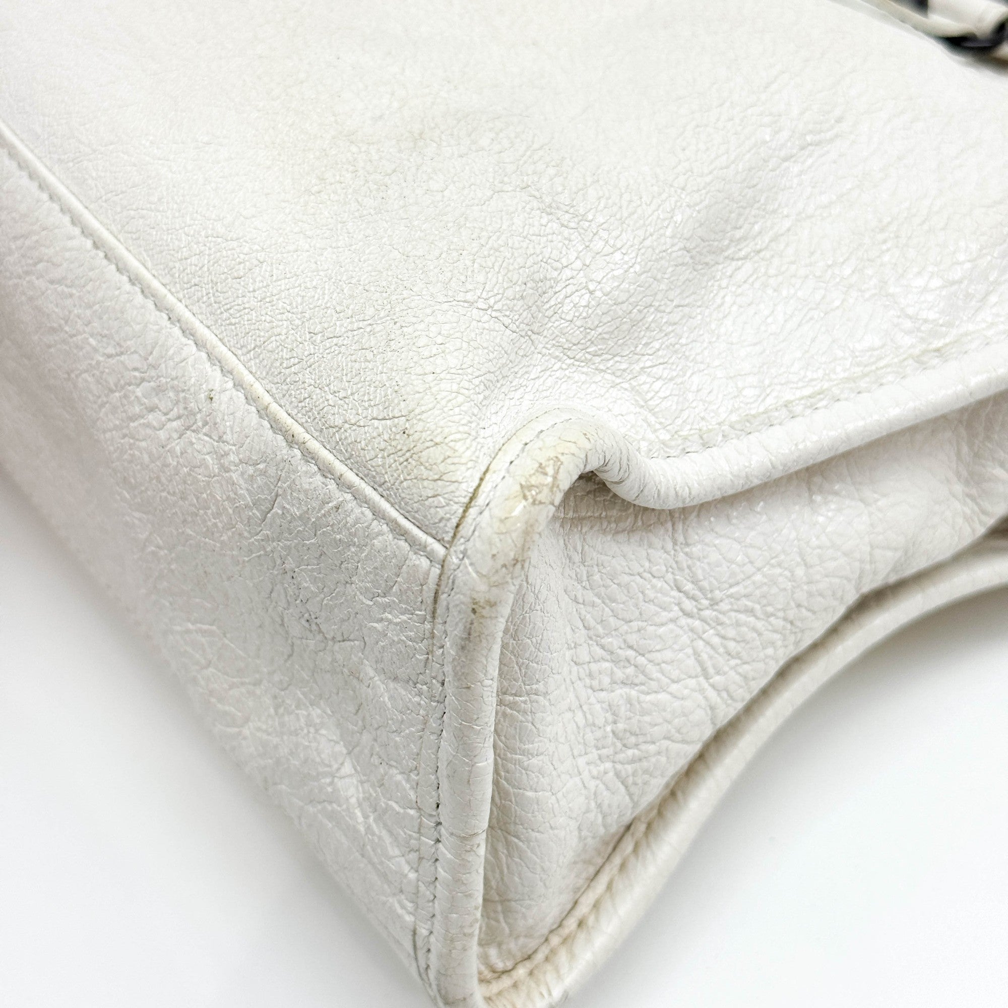 Mini City White Leather Two-Way Bag