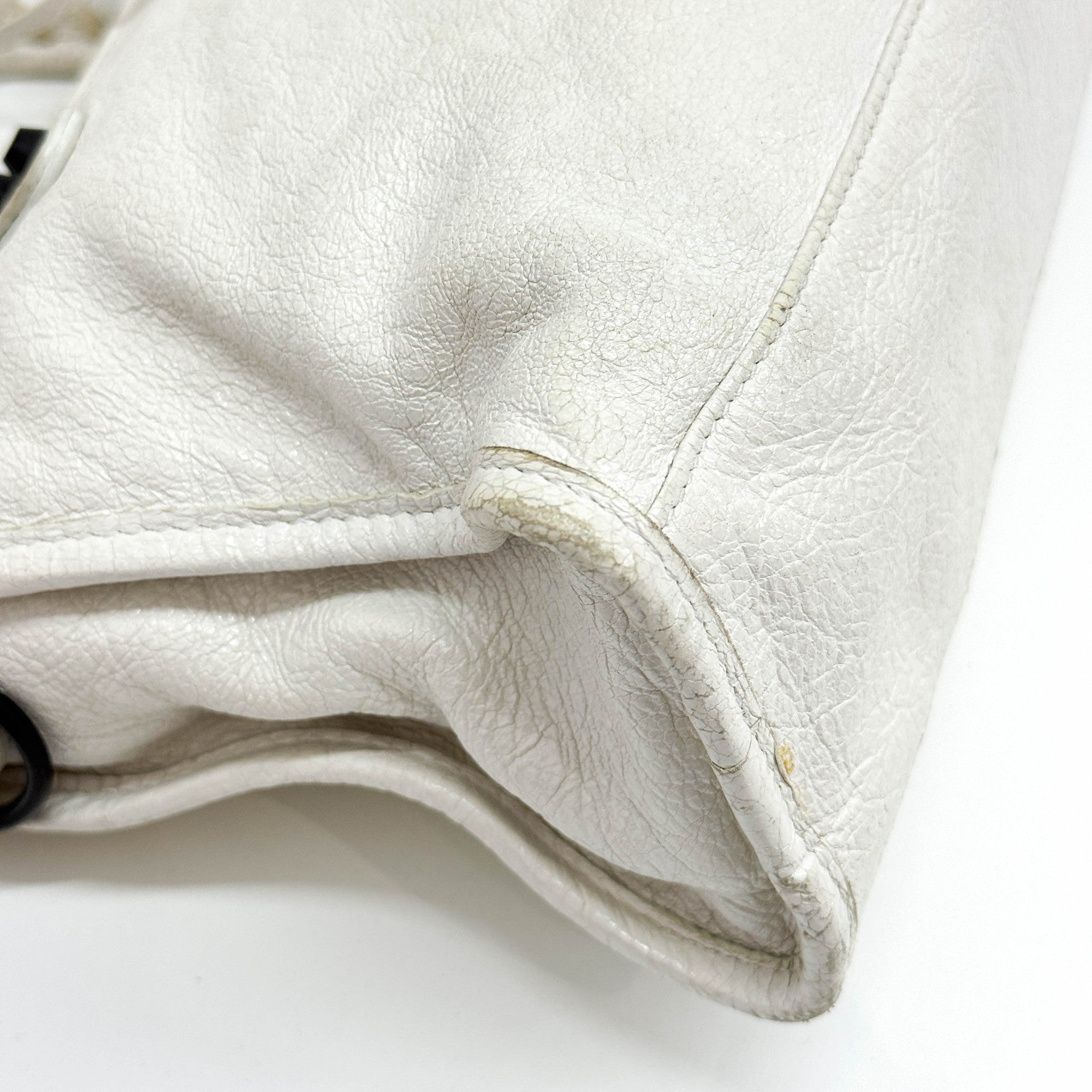 Mini City White Leather Two-Way Bag