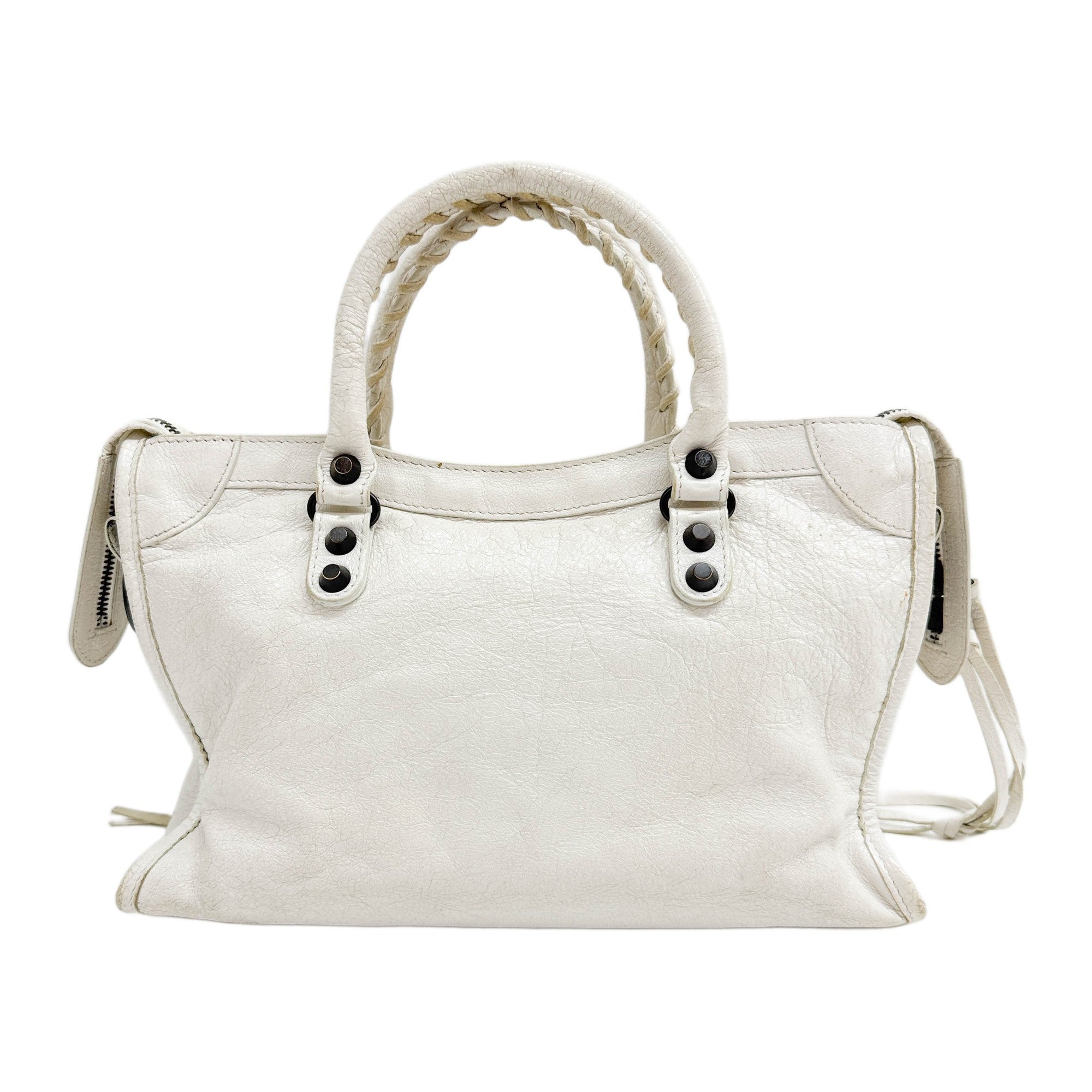 Mini City White Leather Two-Way Bag