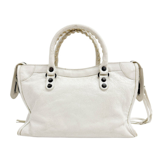 Mini City White Leather Two-Way Bag