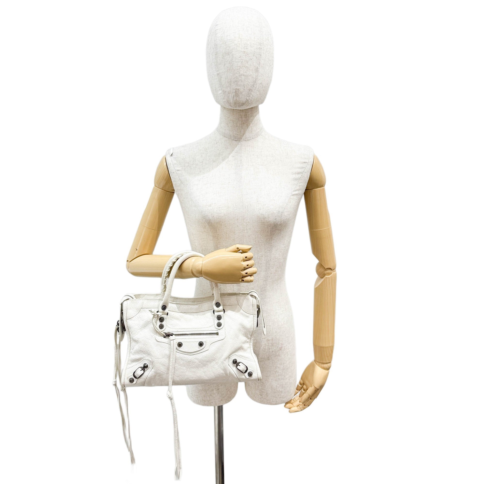 Mini City White Leather Two-Way Bag