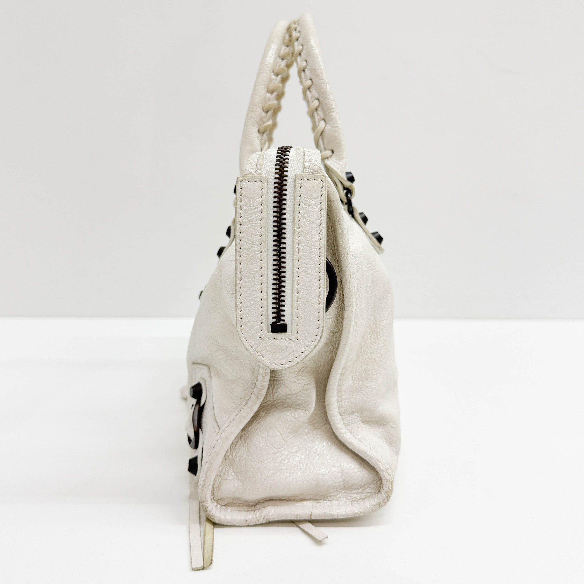 Mini City White Leather Two-Way Bag