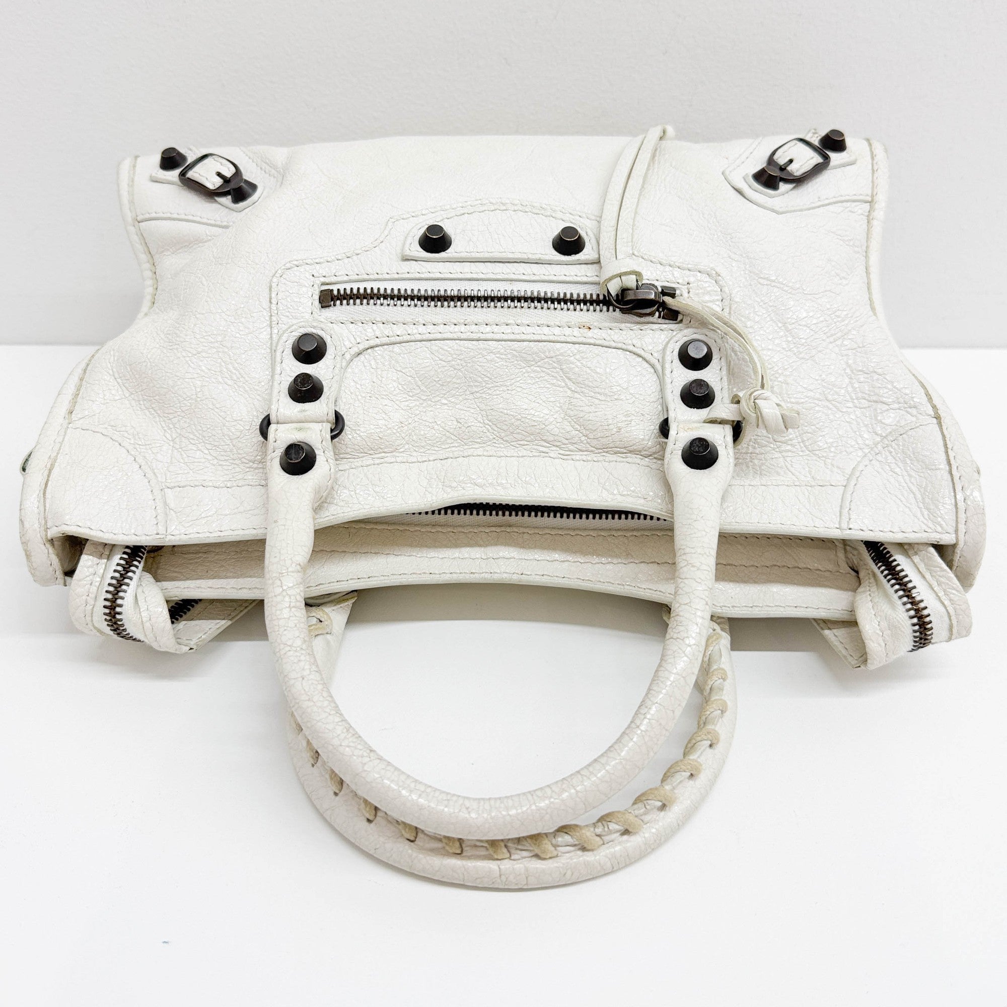 Mini City White Leather Two-Way Bag