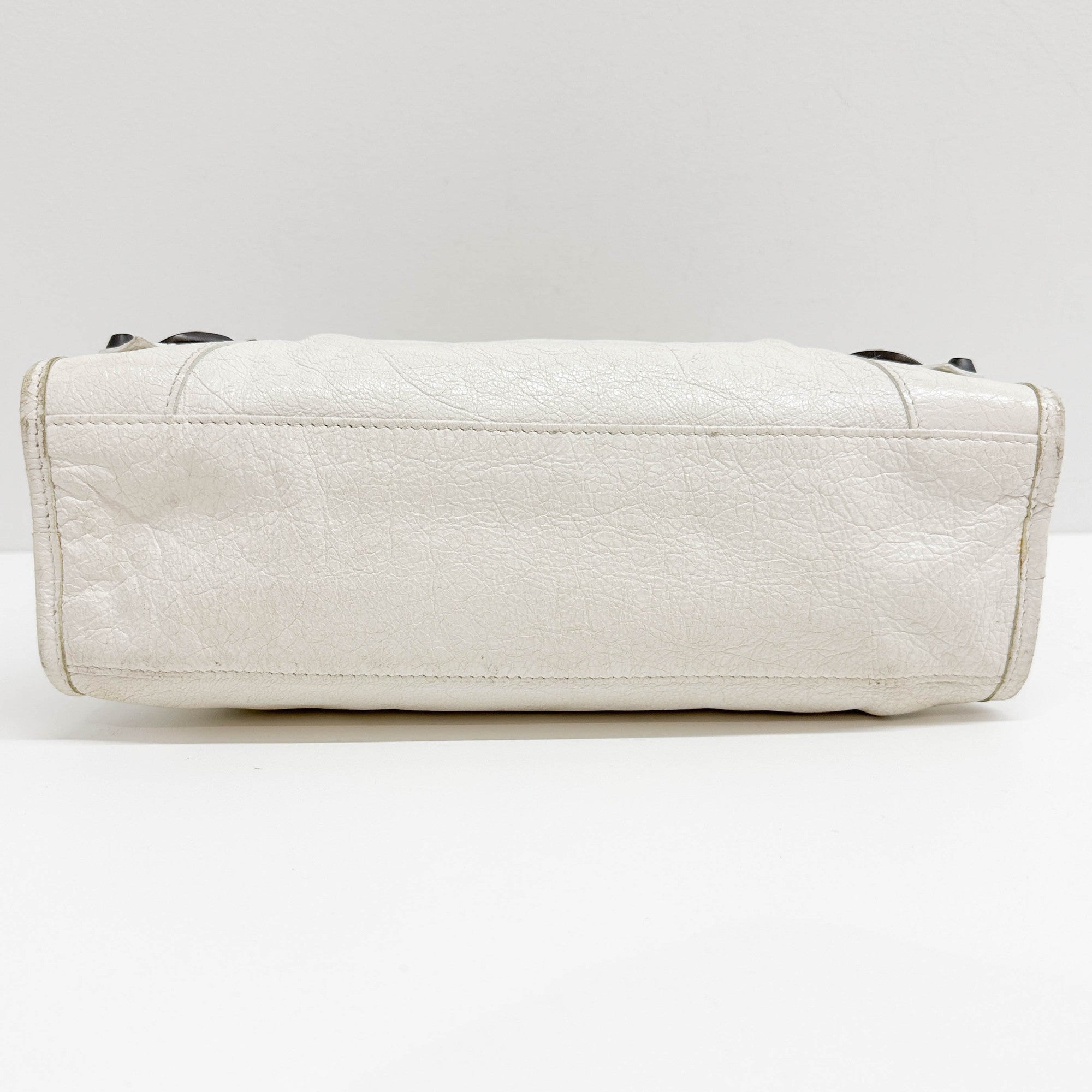 Mini City White Leather Two-Way Bag