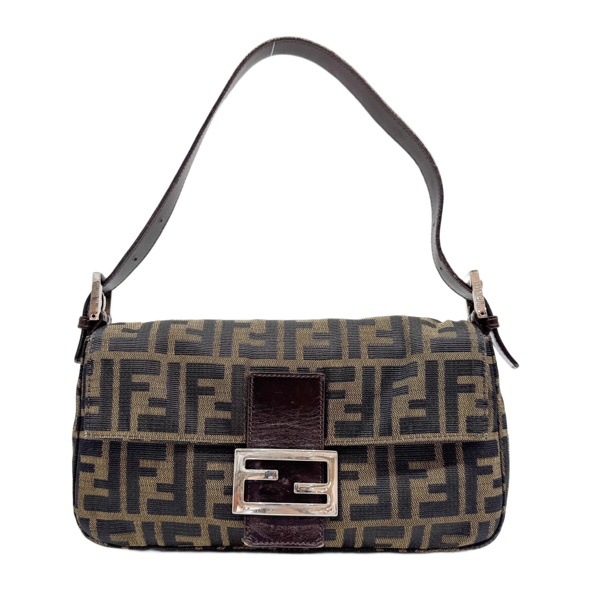 Baguette Brown Zucca Canvas Shoulder Bag