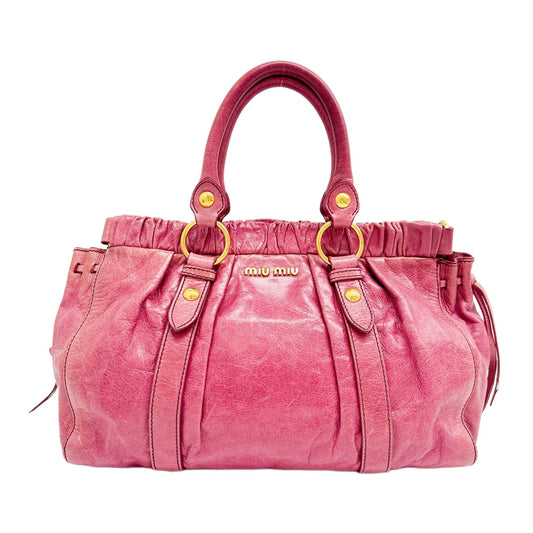 Vitello Pomegranate Pink Leather Two Way Bag