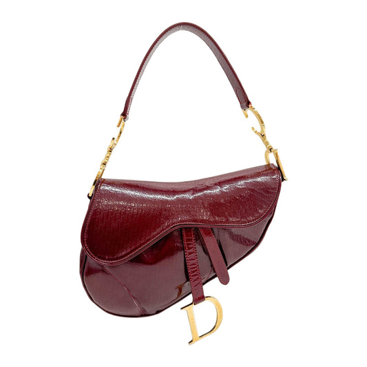 Saddle Red Trotter Patent Leather Shoulder Bag