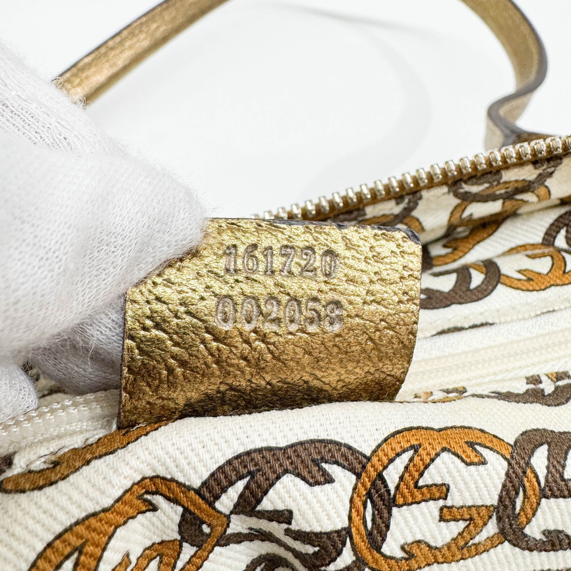 Princy Boston Gold Trim and Beige GG Canvas Shoulder Bag