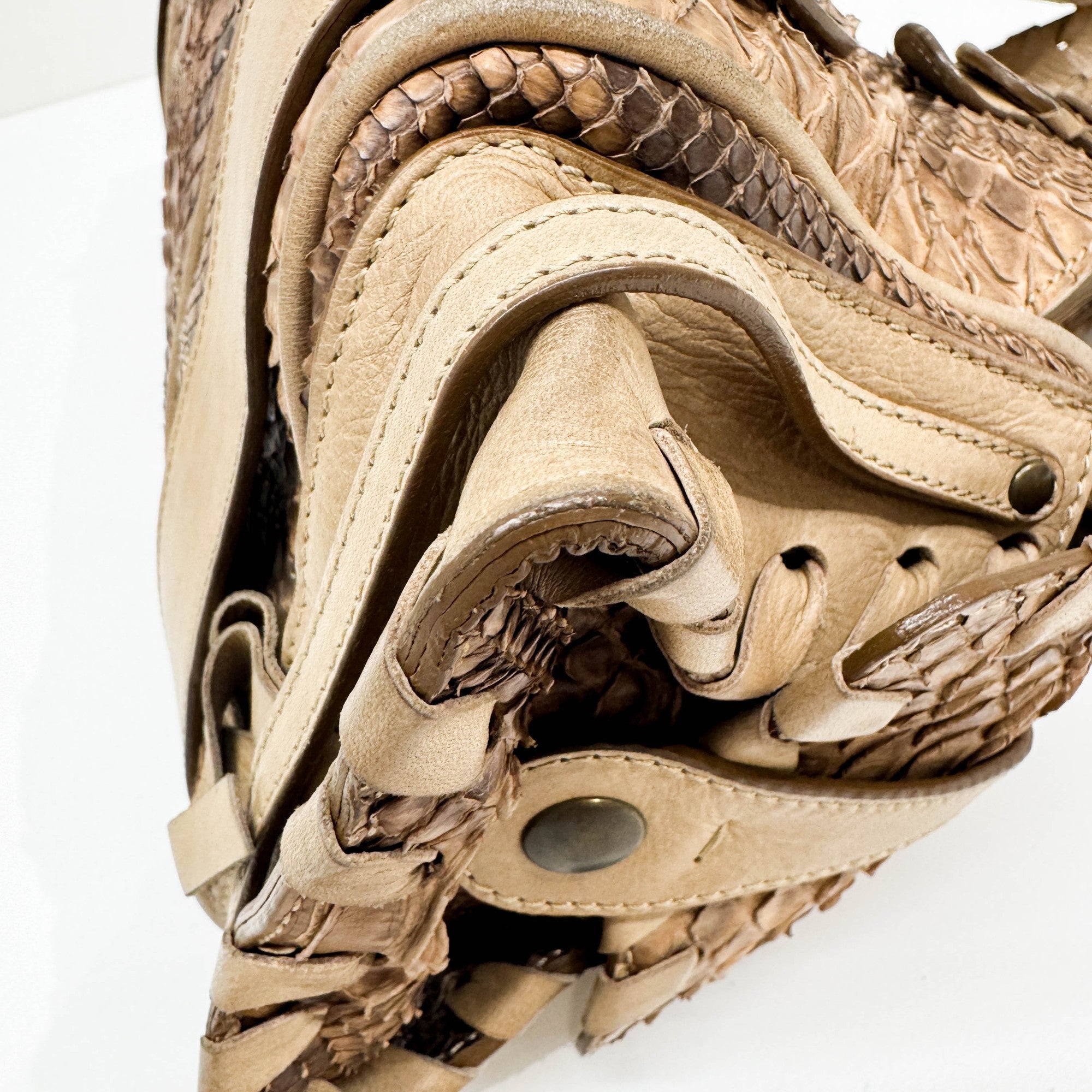 Silverado Brown Python Embossed Leather Shoulder Bag