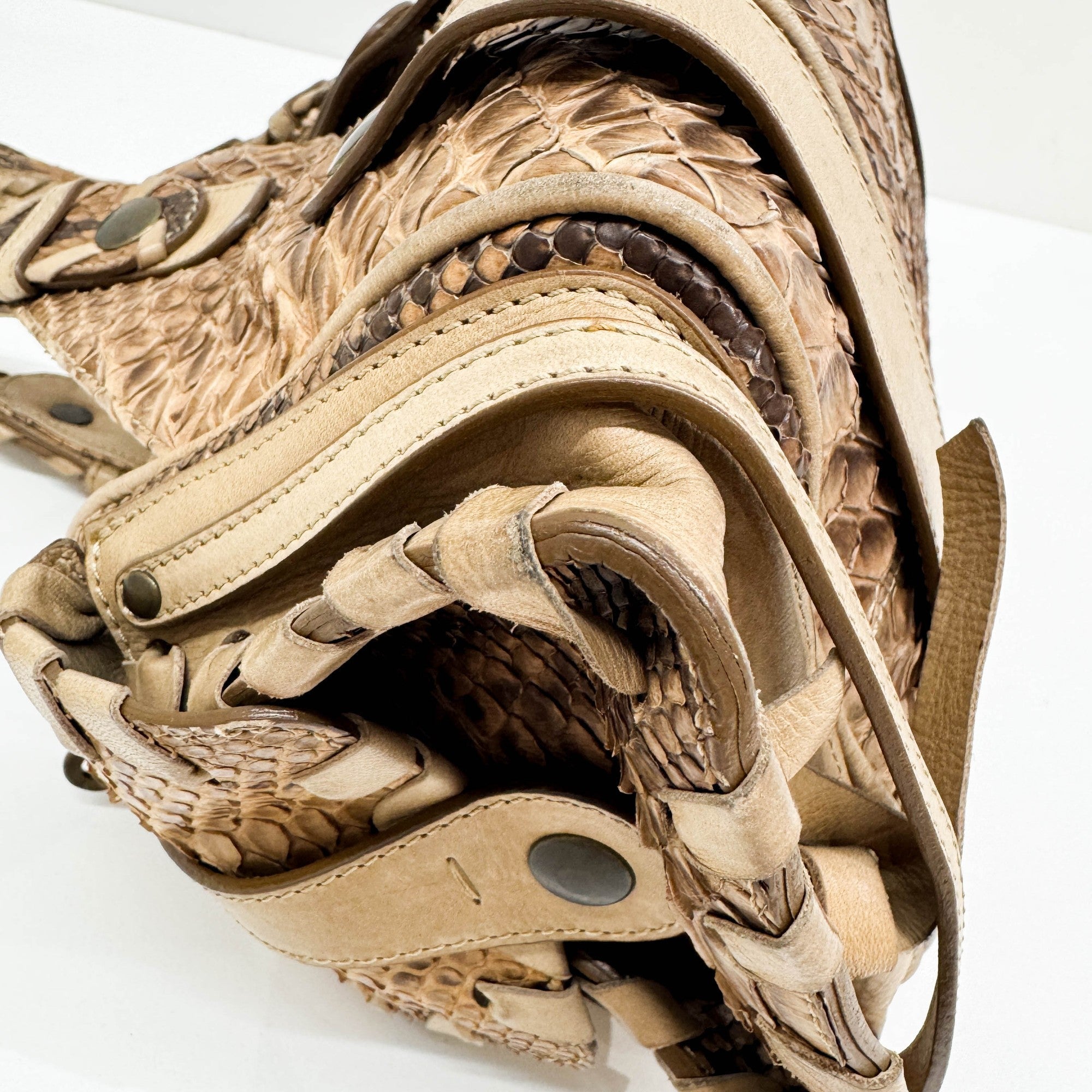 Silverado Brown Python Embossed Leather Shoulder Bag