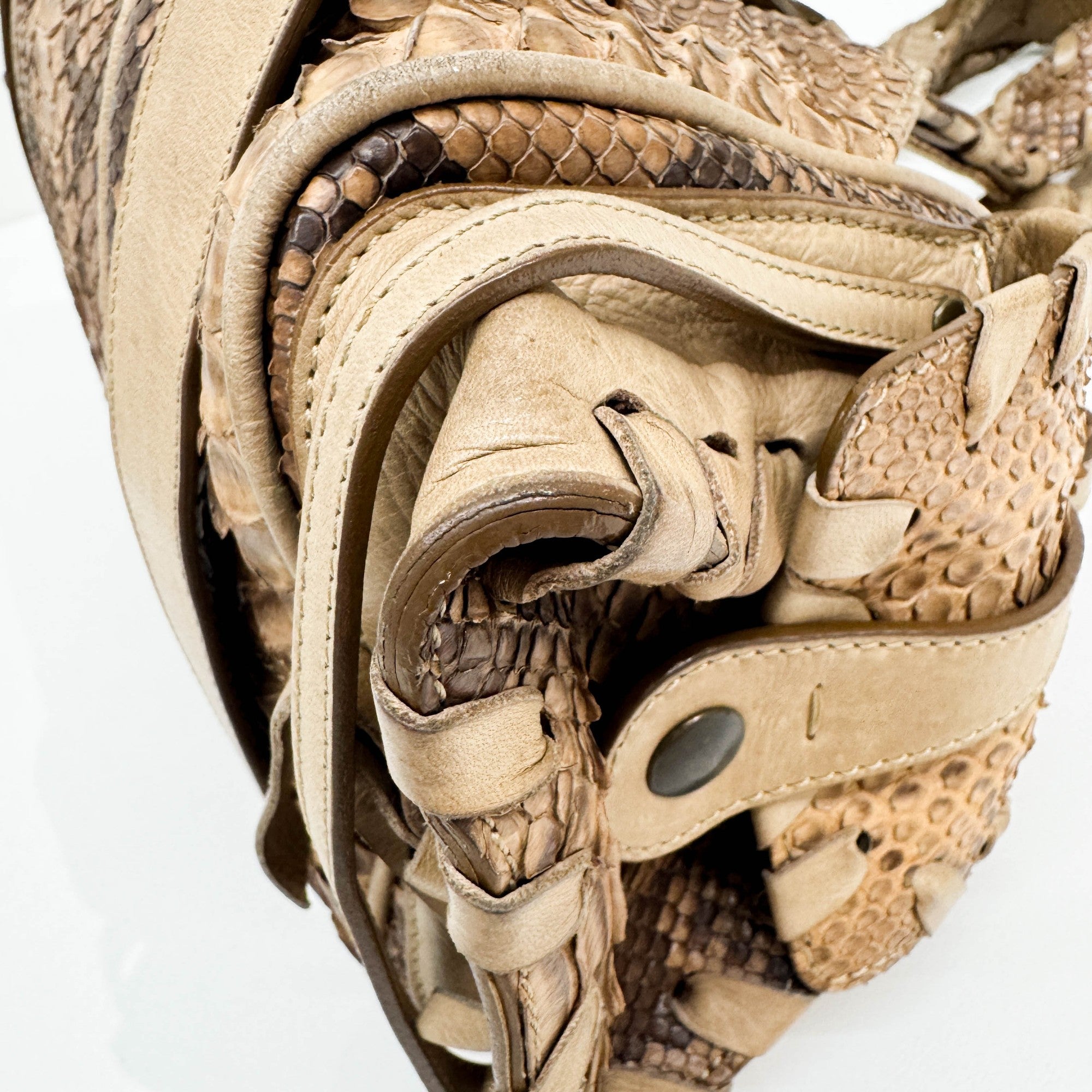 Silverado Brown Python Embossed Leather Shoulder Bag