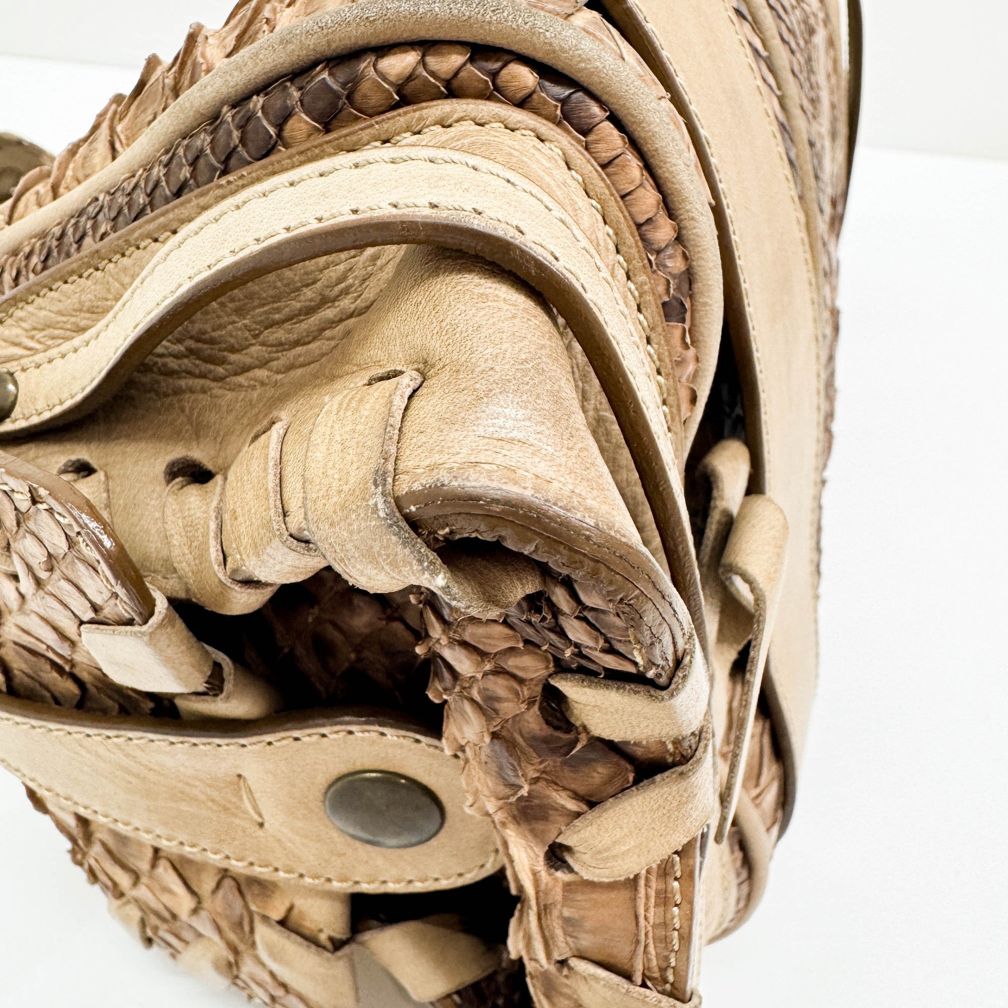 Silverado Brown Python Embossed Leather Shoulder Bag