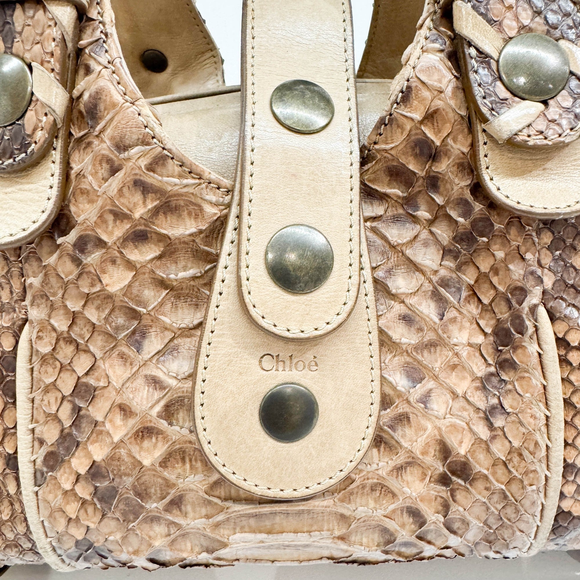 Silverado Brown Python Embossed Leather Shoulder Bag