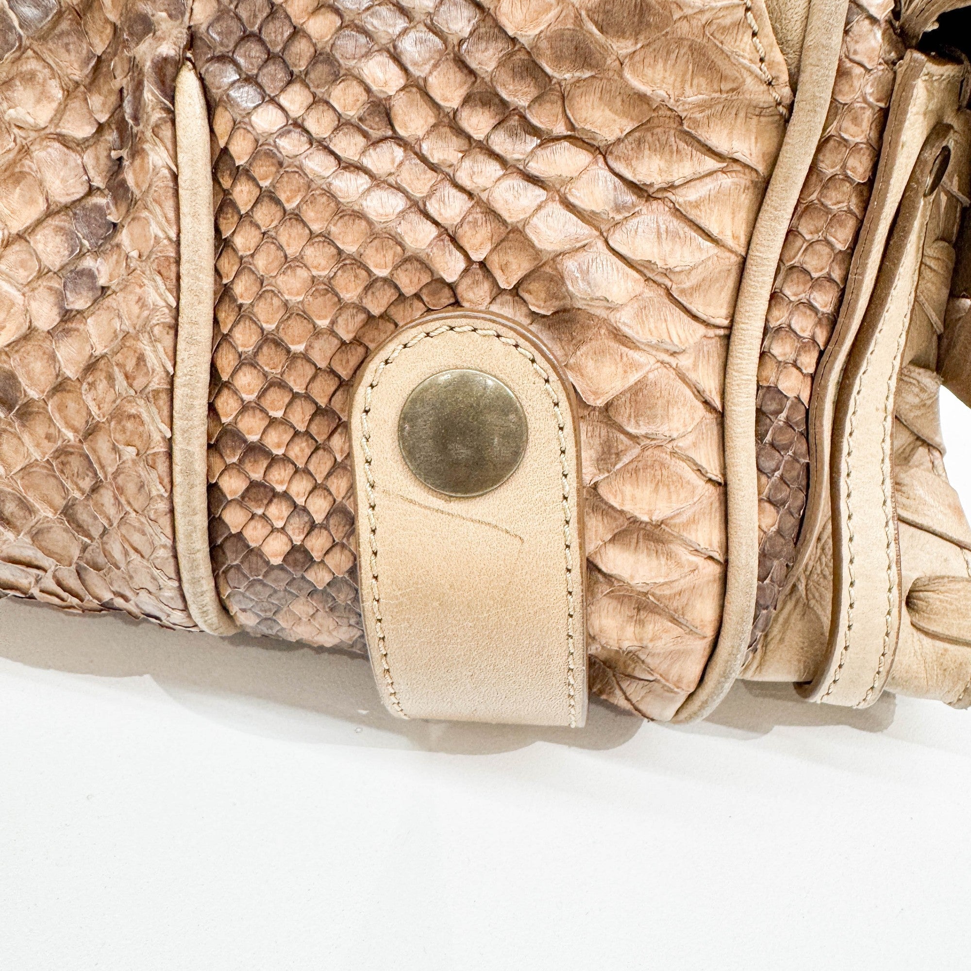 Silverado Brown Python Embossed Leather Shoulder Bag