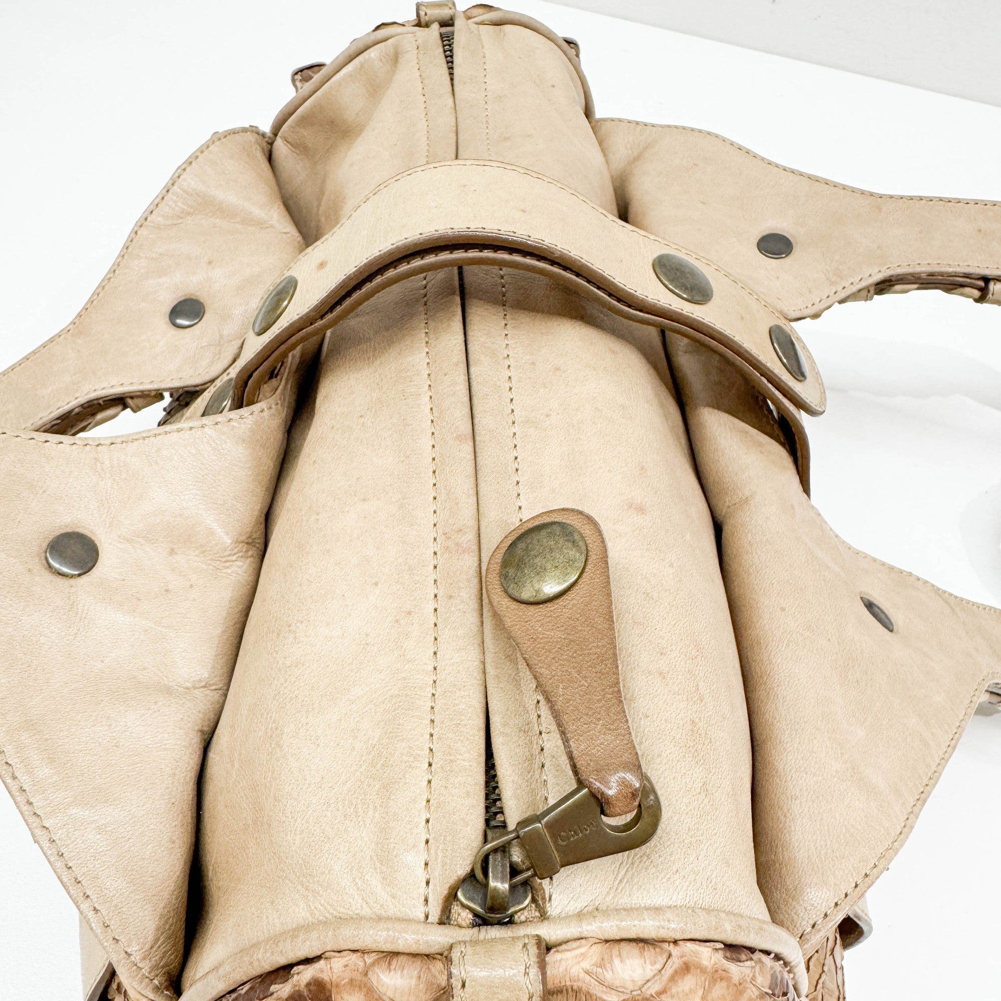 Silverado Brown Python Embossed Leather Shoulder Bag