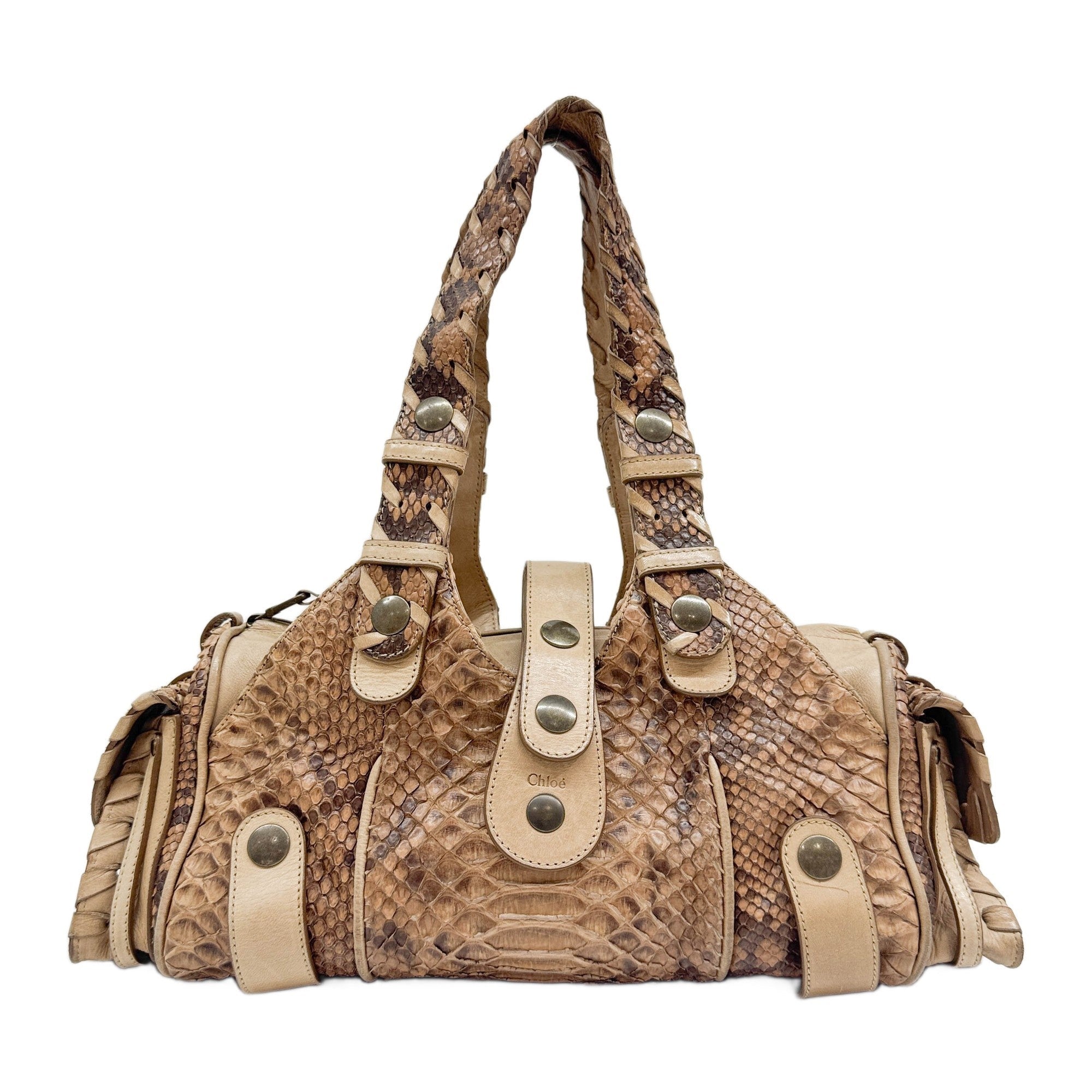 Silverado Brown Python Embossed Leather Shoulder Bag