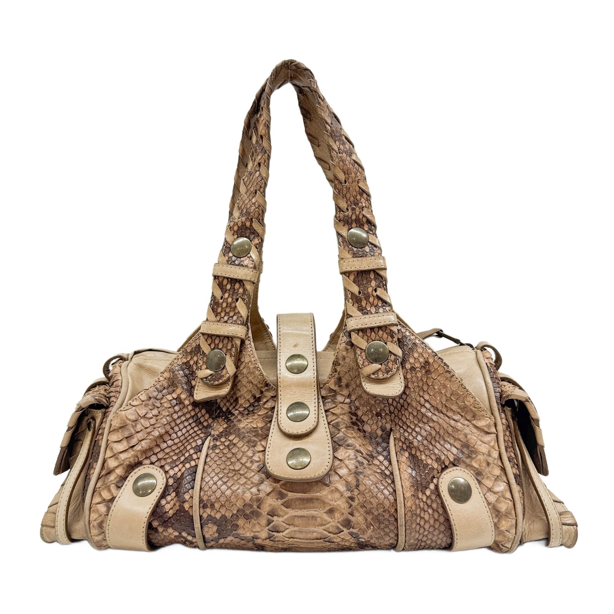 Silverado Brown Python Embossed Leather Shoulder Bag