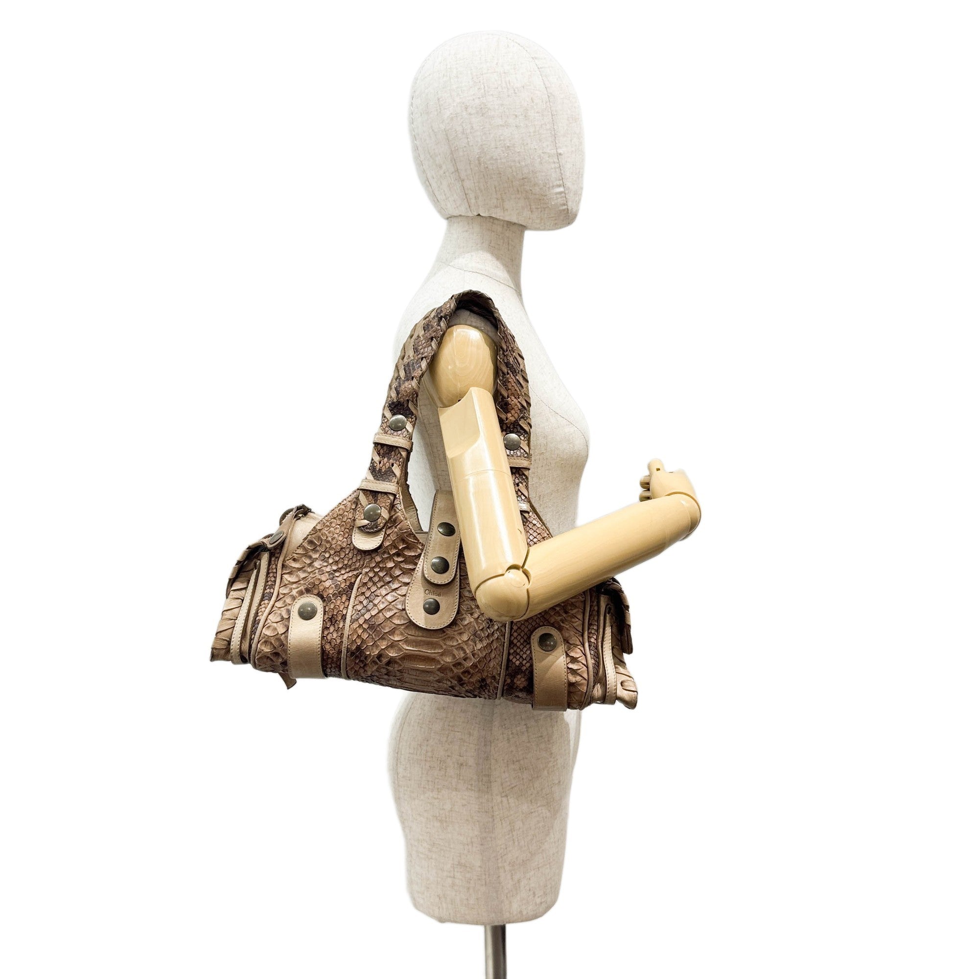 Silverado Brown Python Embossed Leather Shoulder Bag