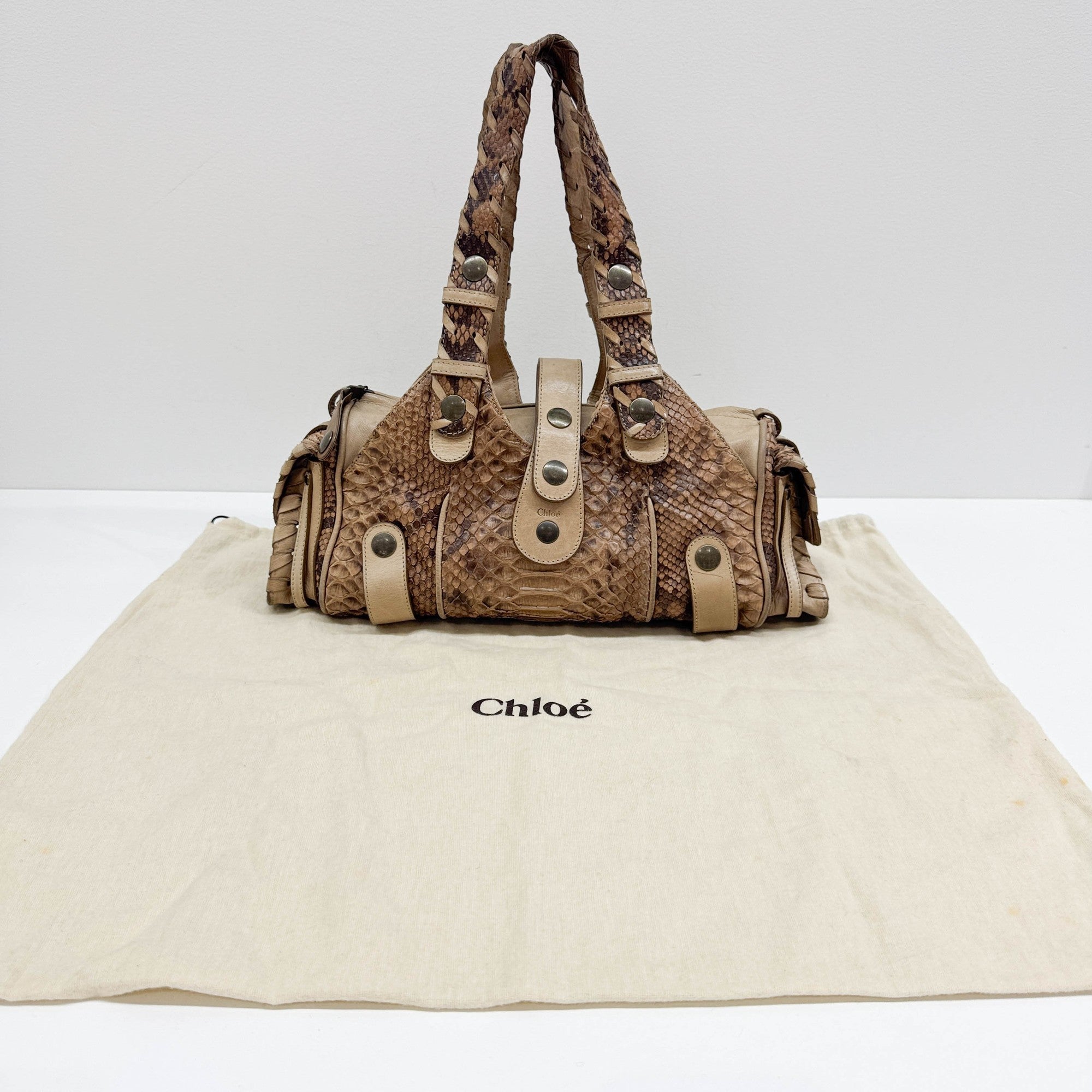 Silverado Brown Python Embossed Leather Shoulder Bag