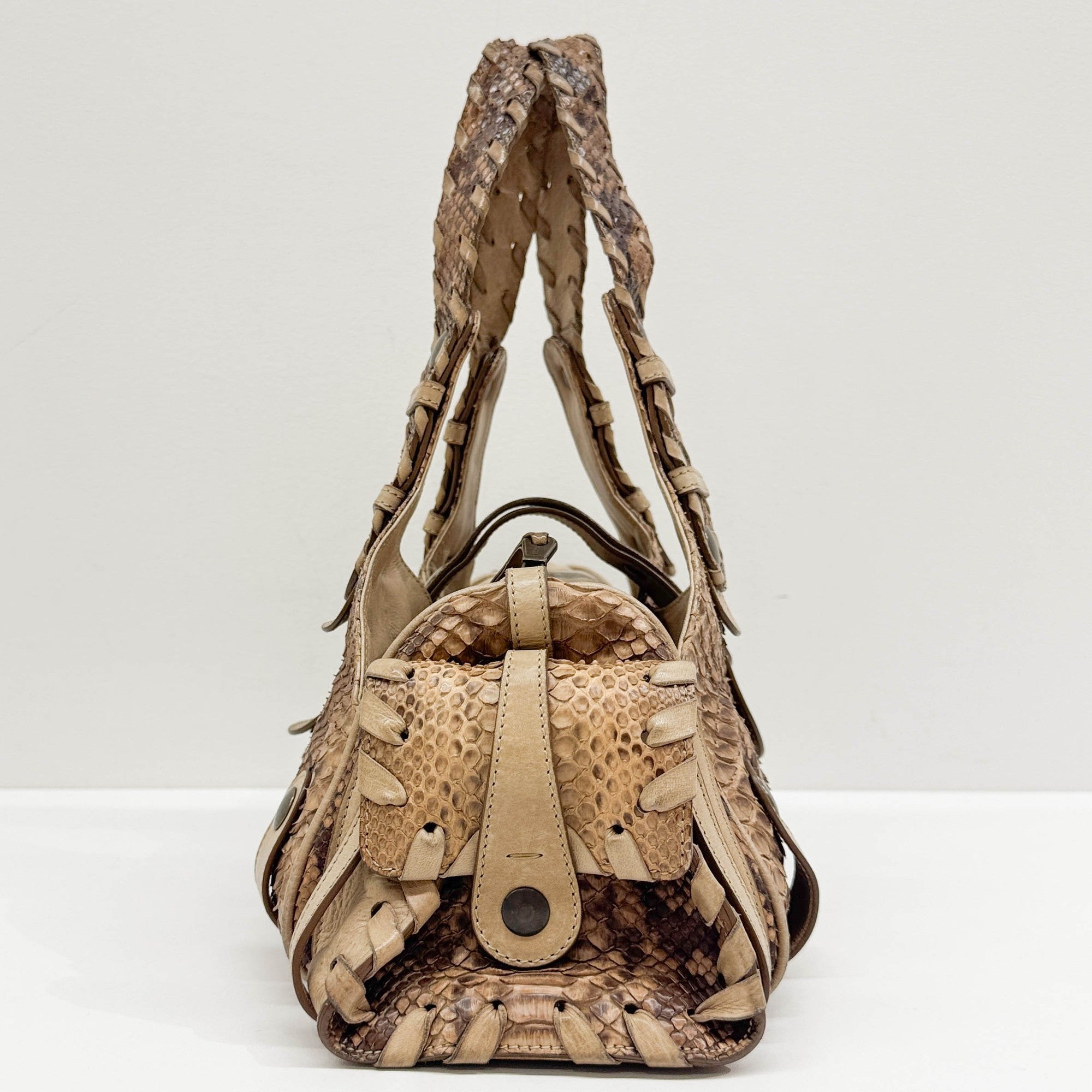 Silverado Brown Python Embossed Leather Shoulder Bag