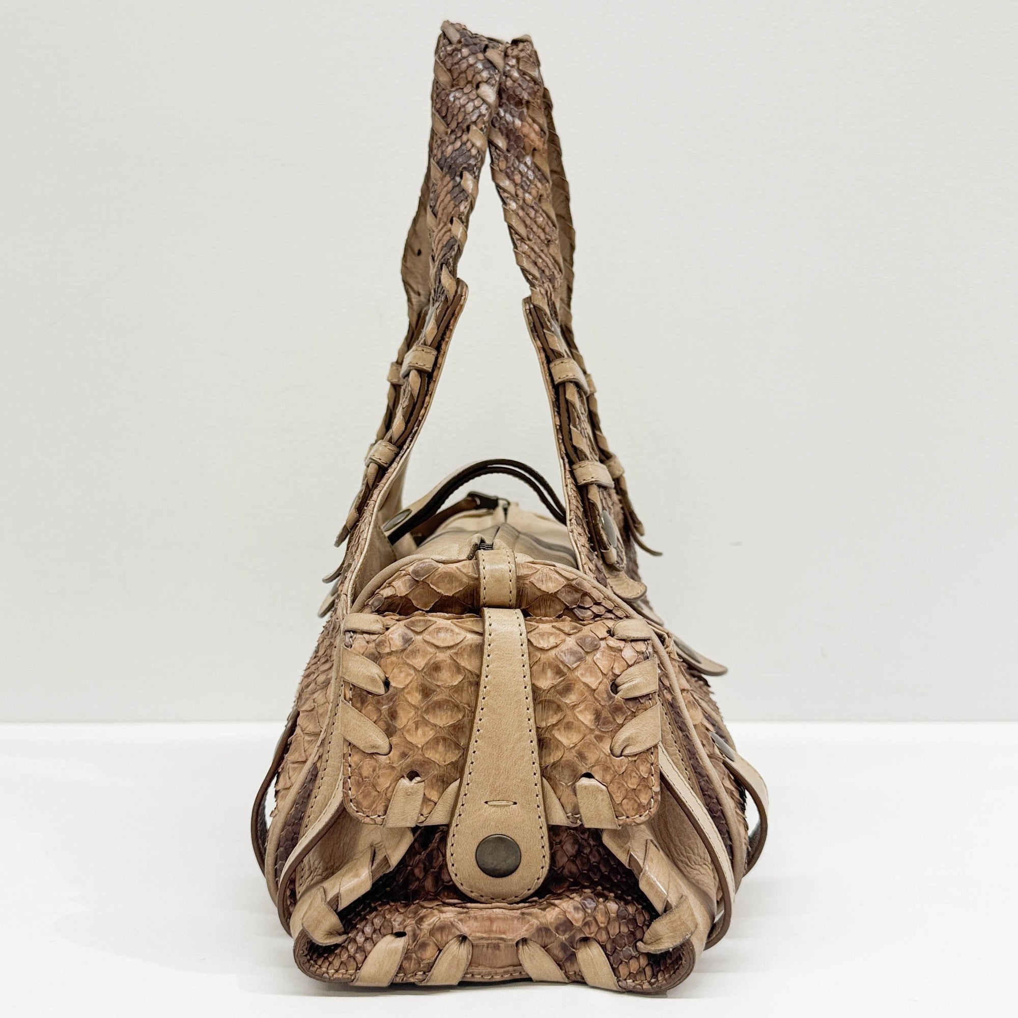 Silverado Brown Python Embossed Leather Shoulder Bag