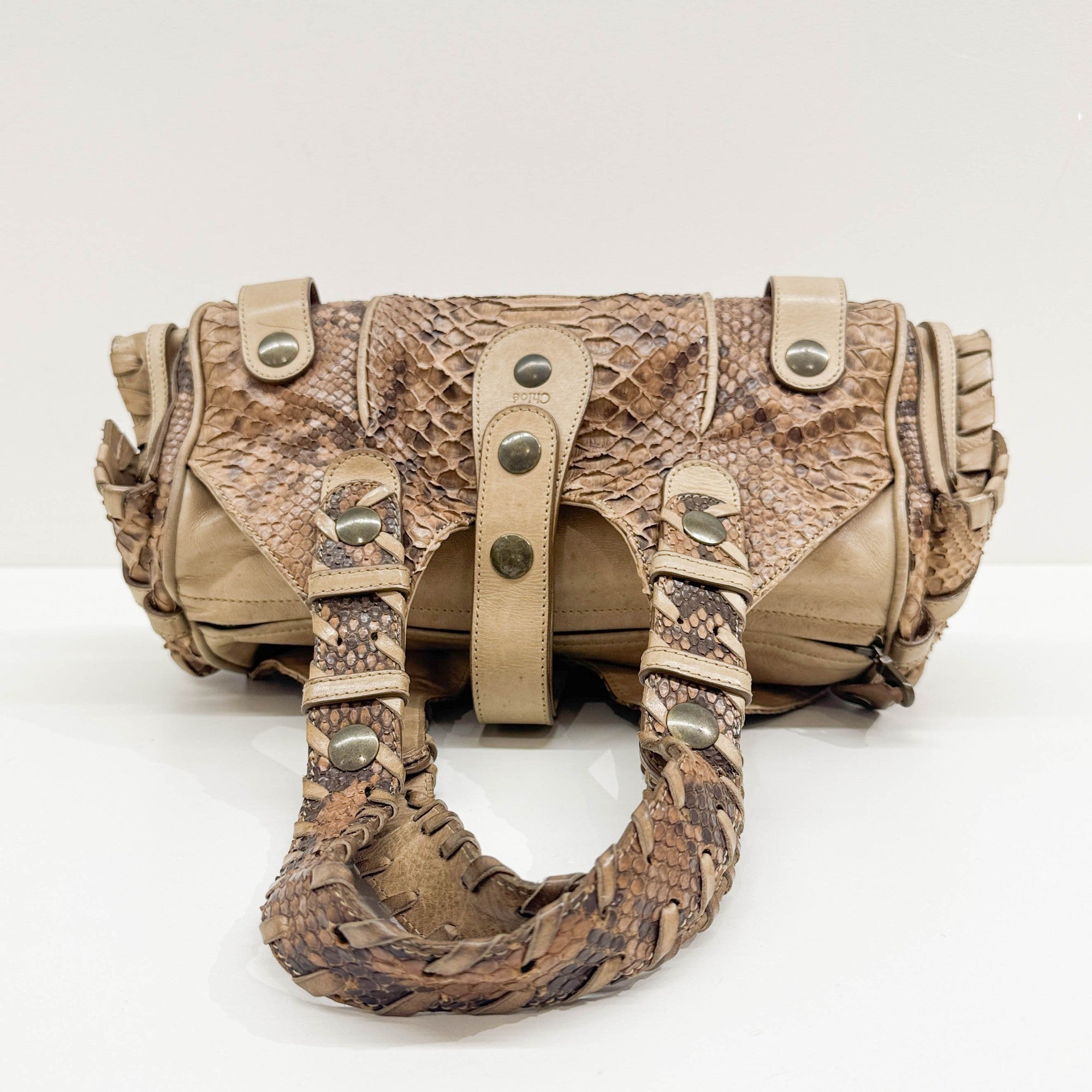 Silverado Brown Python Embossed Leather Shoulder Bag
