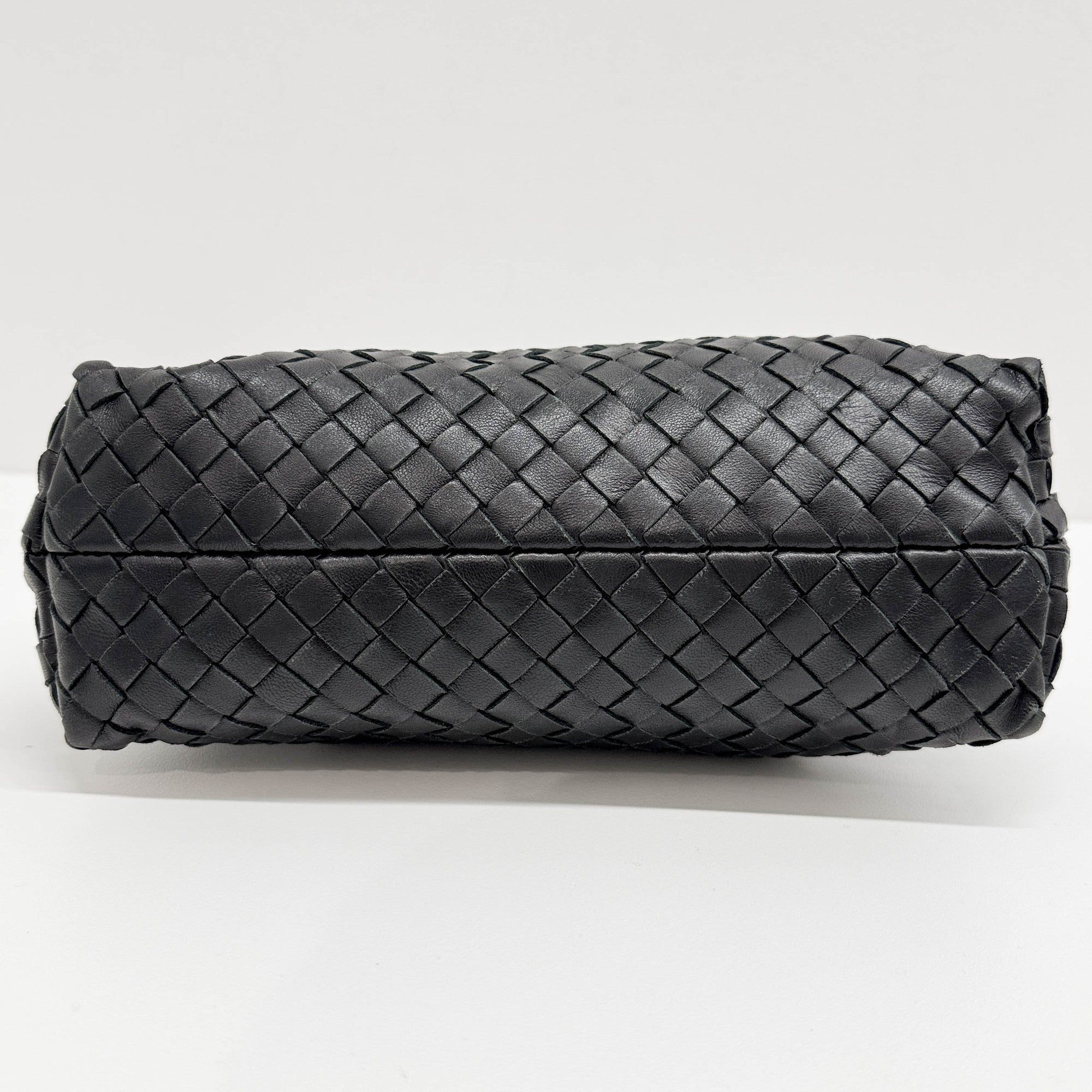 Black Intrecciato Leather Shoulder Bag