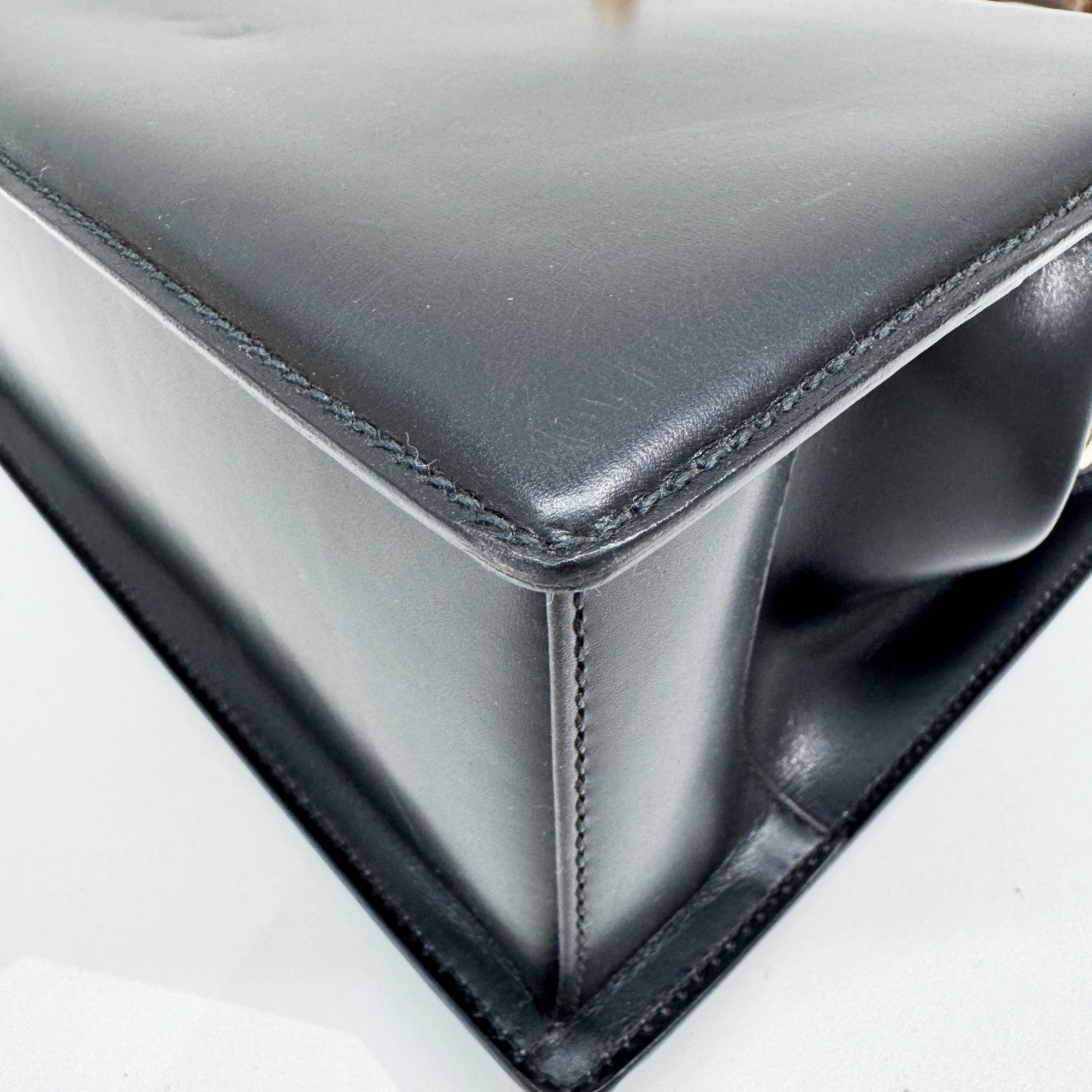 Bamboo Black Leather Hand Bag