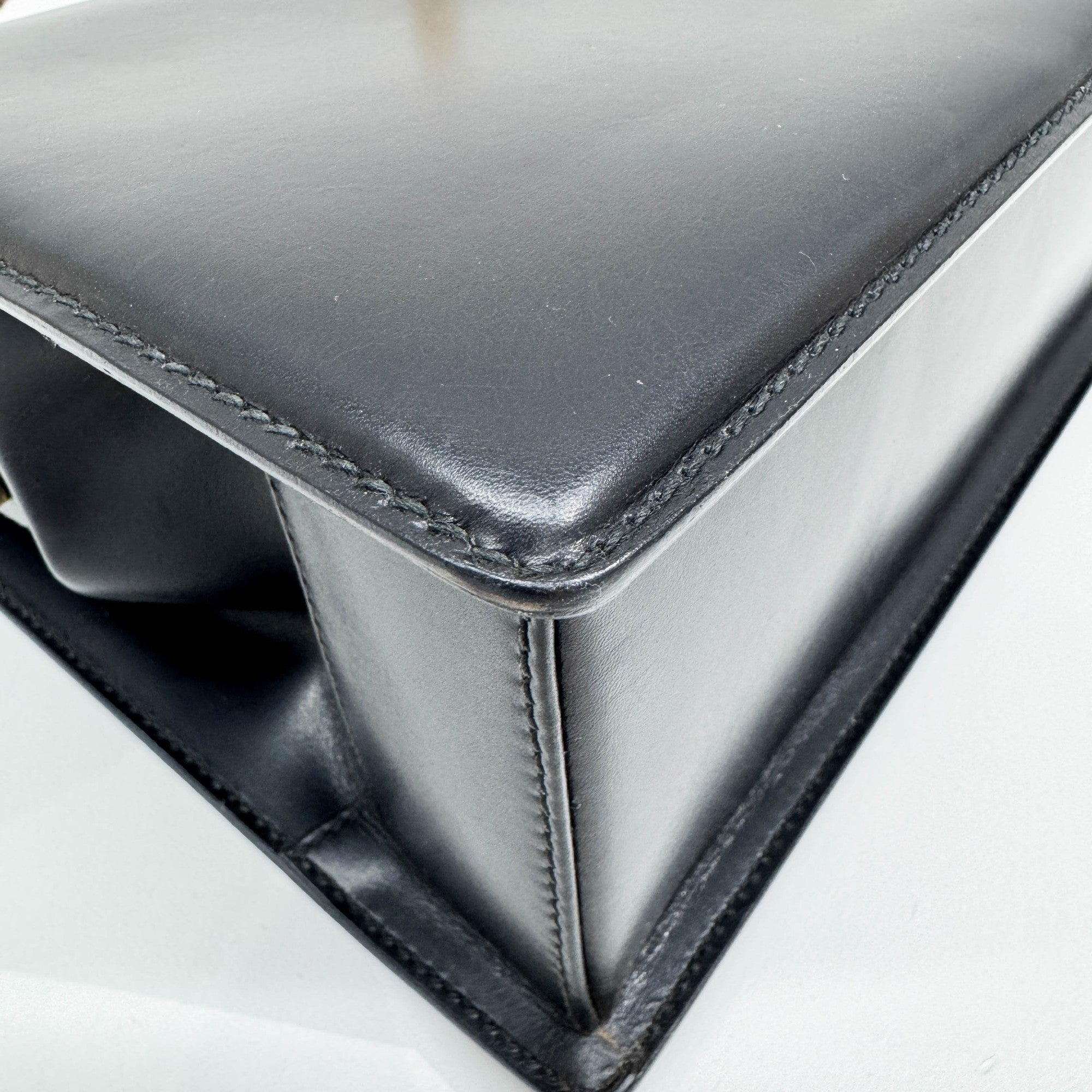 Bamboo Black Leather Hand Bag