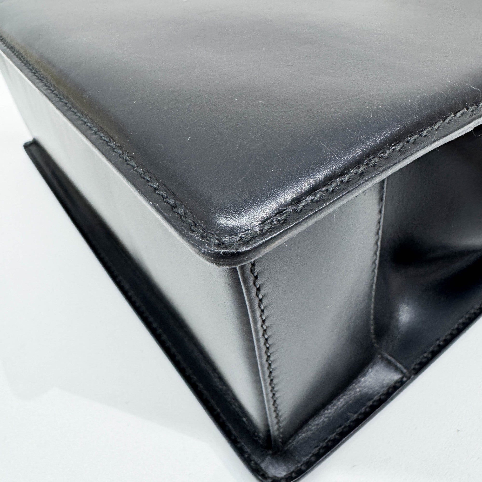 Bamboo Black Leather Hand Bag