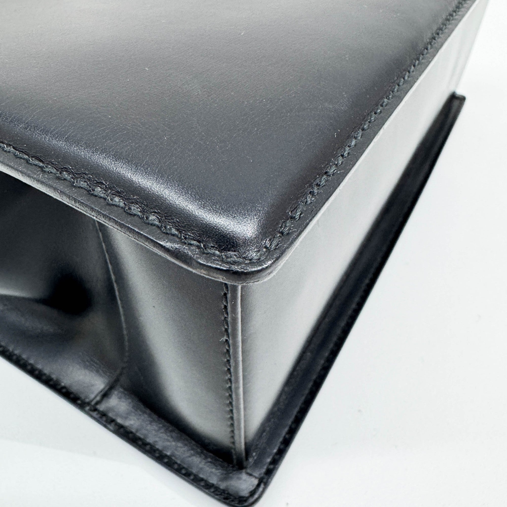 Bamboo Black Leather Hand Bag