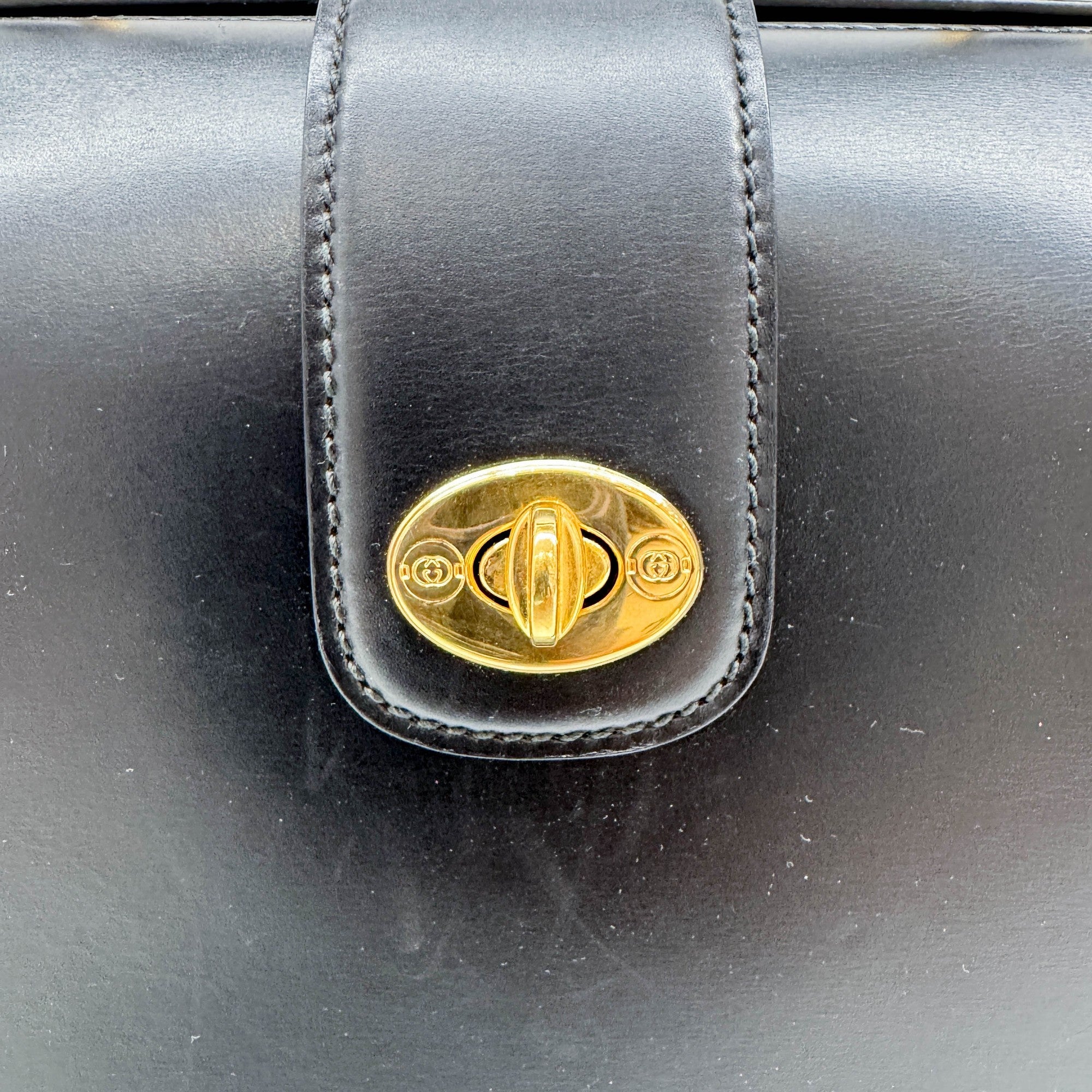 Bamboo Black Leather Hand Bag