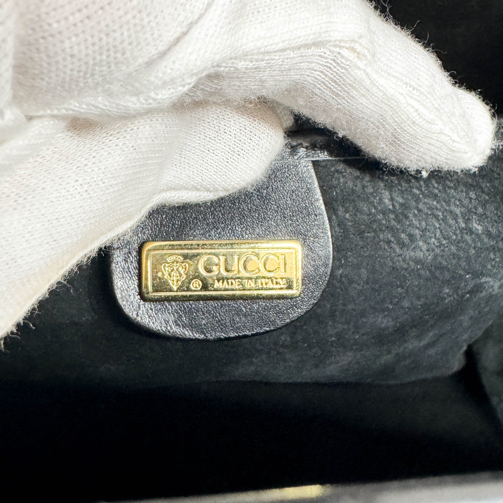 Bamboo Black Leather Hand Bag