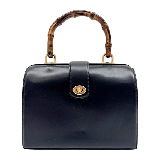 Bamboo Black Leather Hand Bag