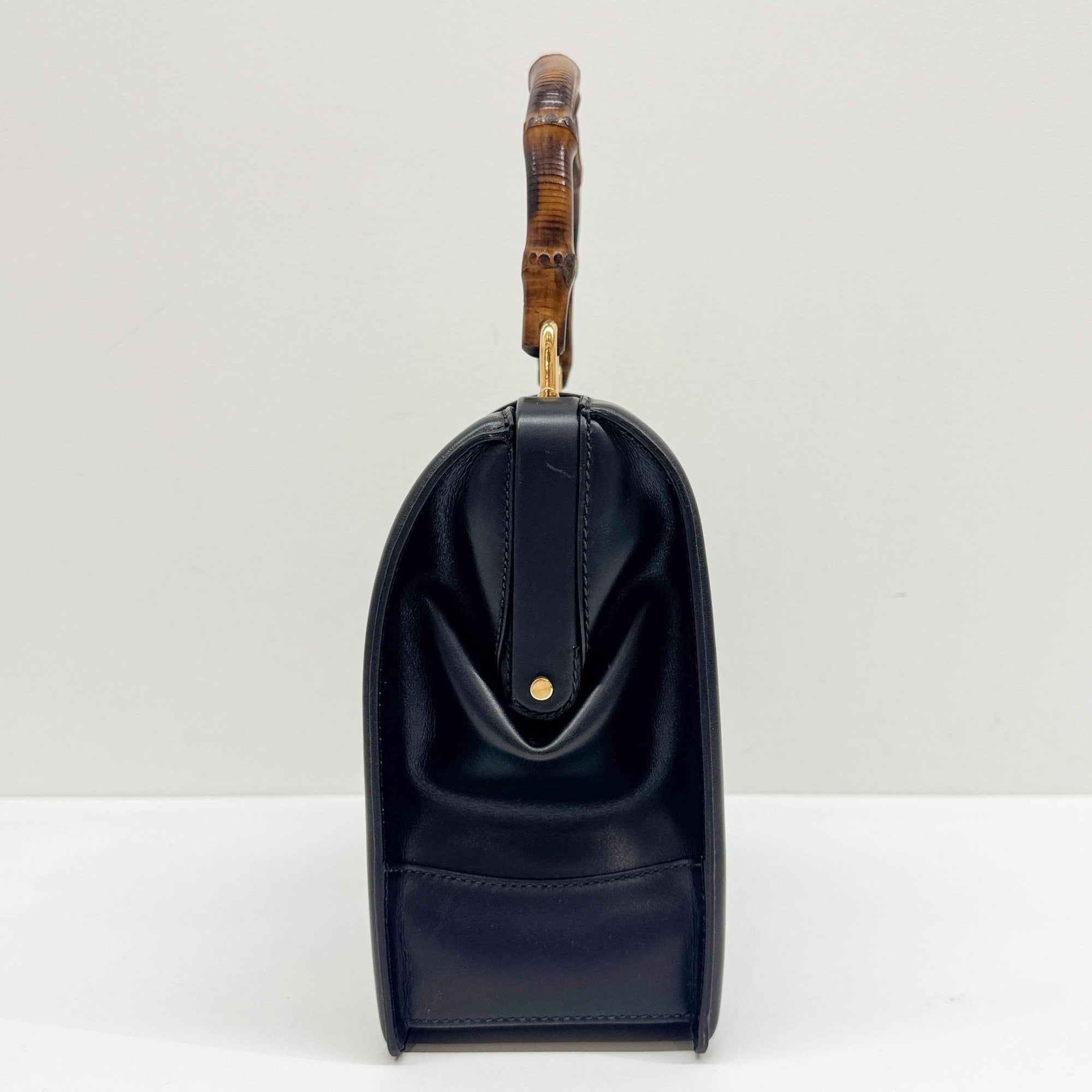 Bamboo Black Leather Hand Bag
