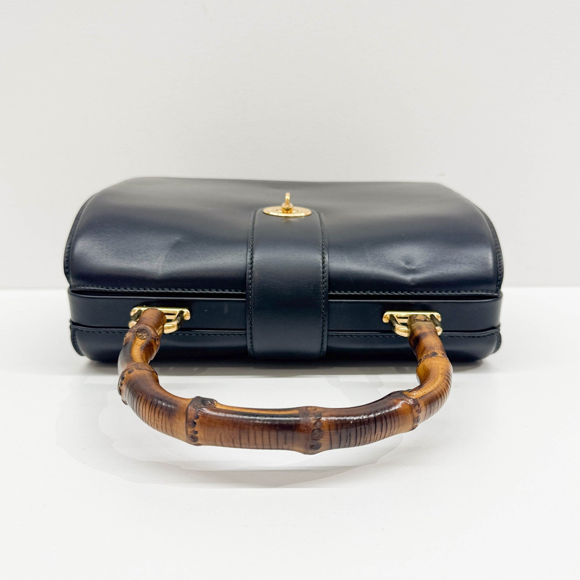 Bamboo Black Leather Hand Bag