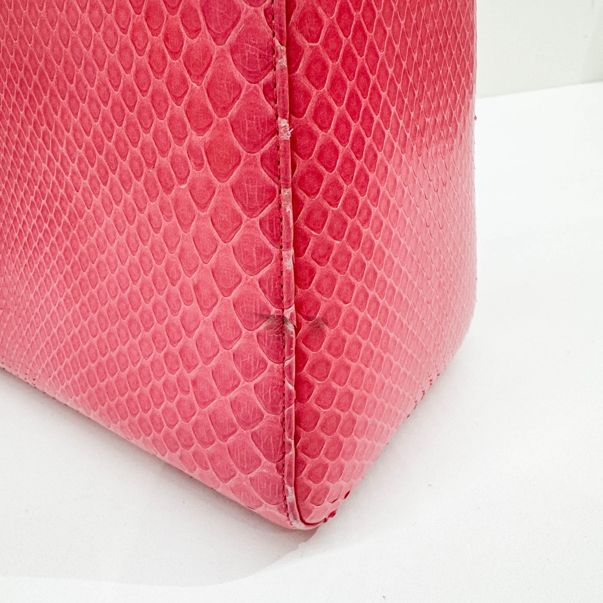 Lady Dior Pink Python Embossed Leather Two Way Bag