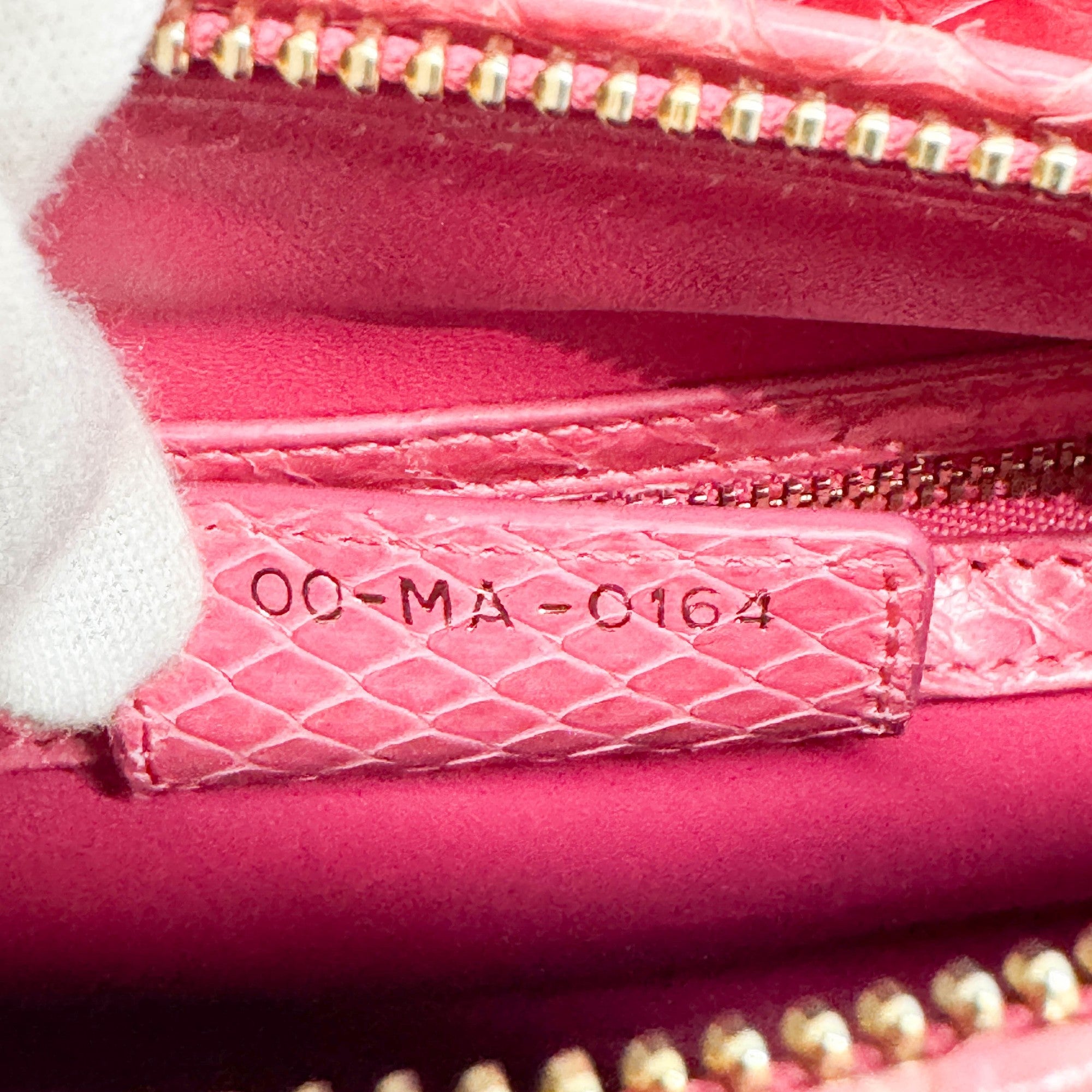 Lady Dior Pink Python Embossed Leather Two Way Bag