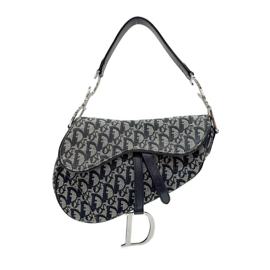 Saddle Silver Hardware with Black Trim and Beige/Black Trotter Shoulder Bag