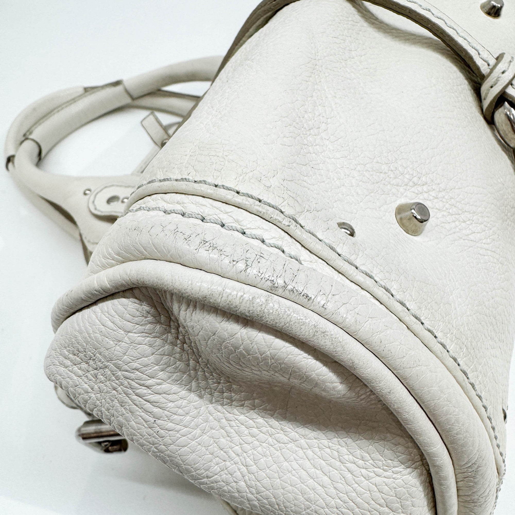 Paddington Silver Hardware White Leather Shoulder Bag