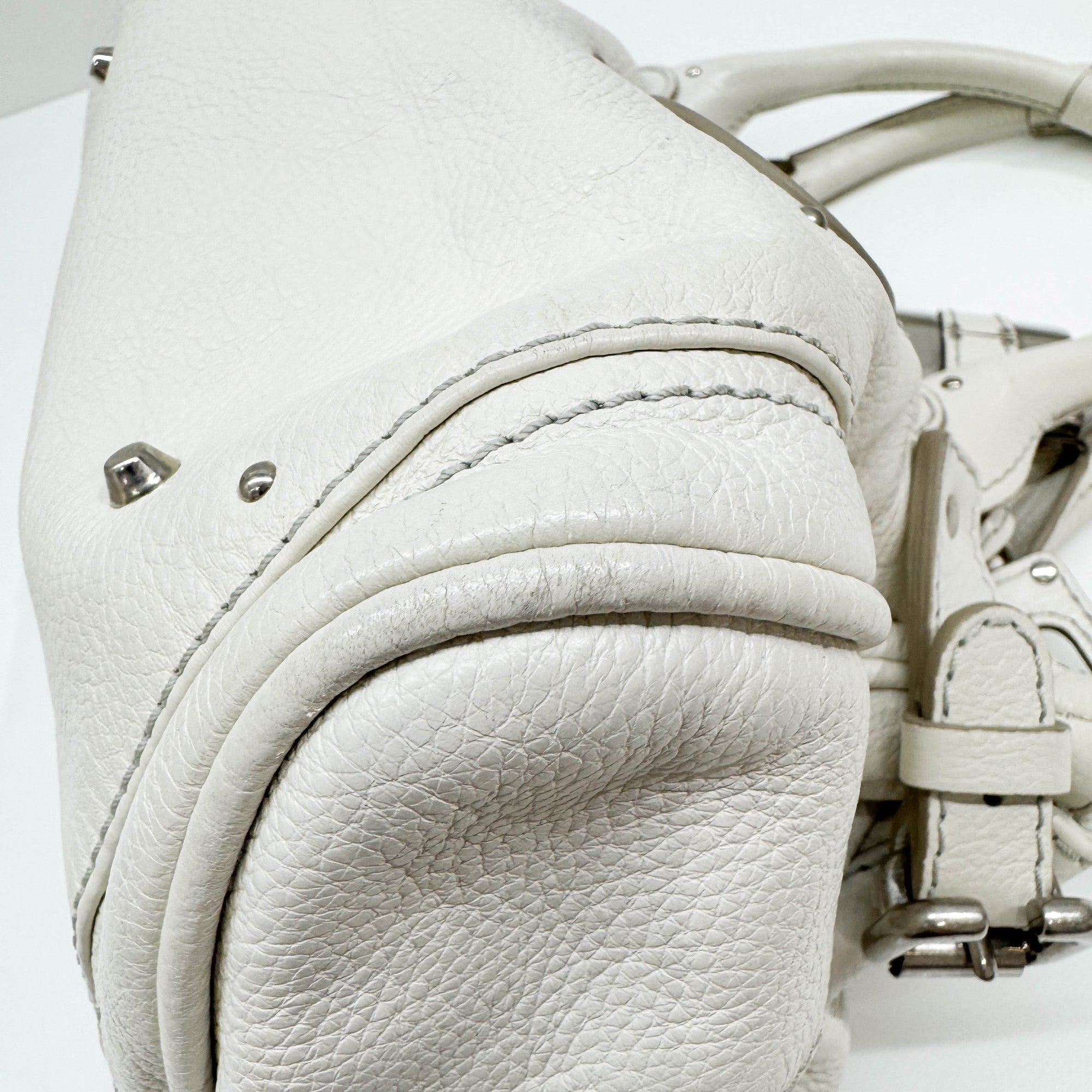 Paddington Silver Hardware White Leather Shoulder Bag