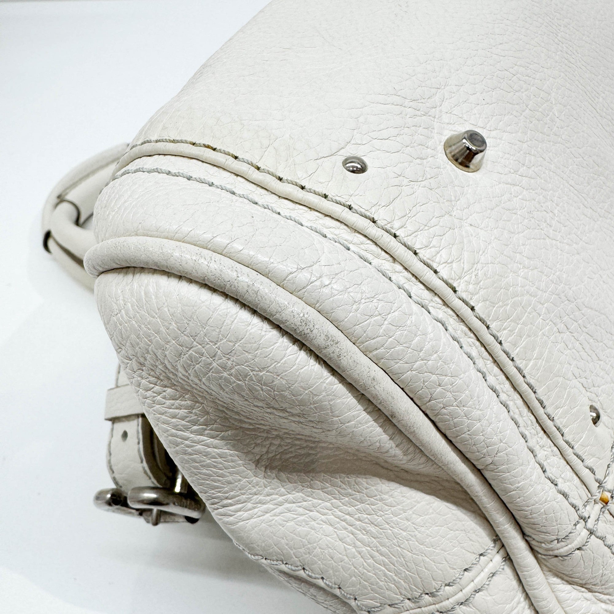 Paddington Silver Hardware White Leather Shoulder Bag