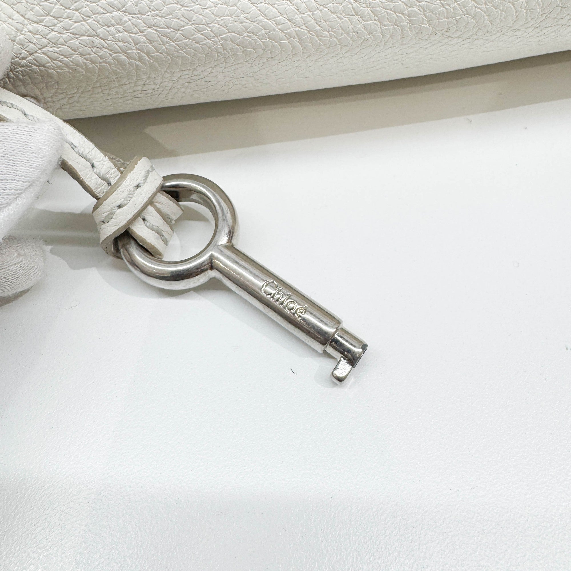 Paddington Silver Hardware White Leather Shoulder Bag