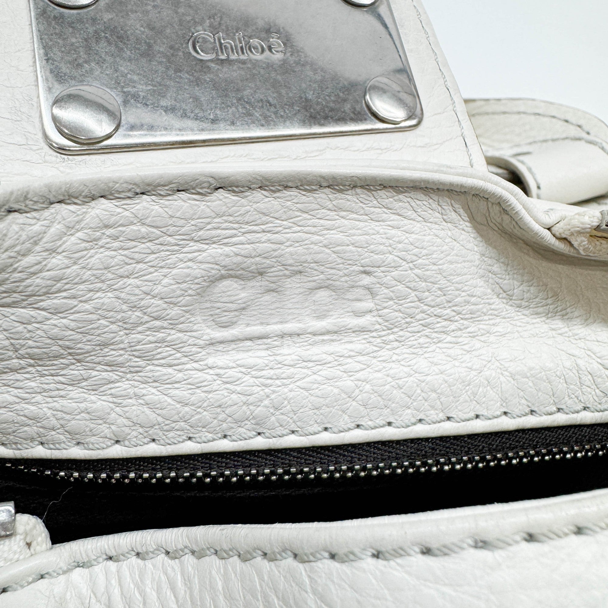 Paddington Silver Hardware White Leather Shoulder Bag